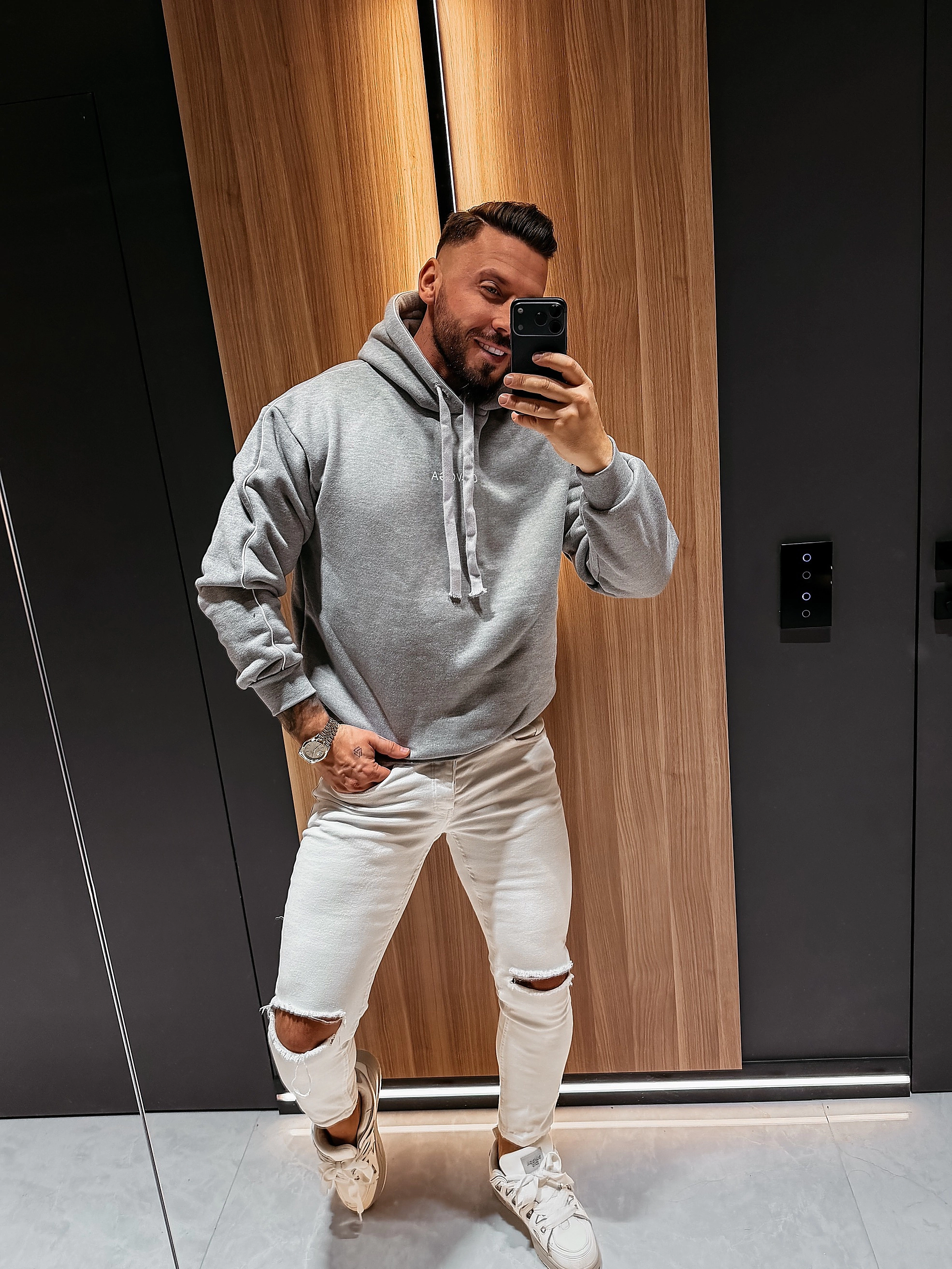 OLAVOGA Herren Sweatshirt MONEY - Hellgrau