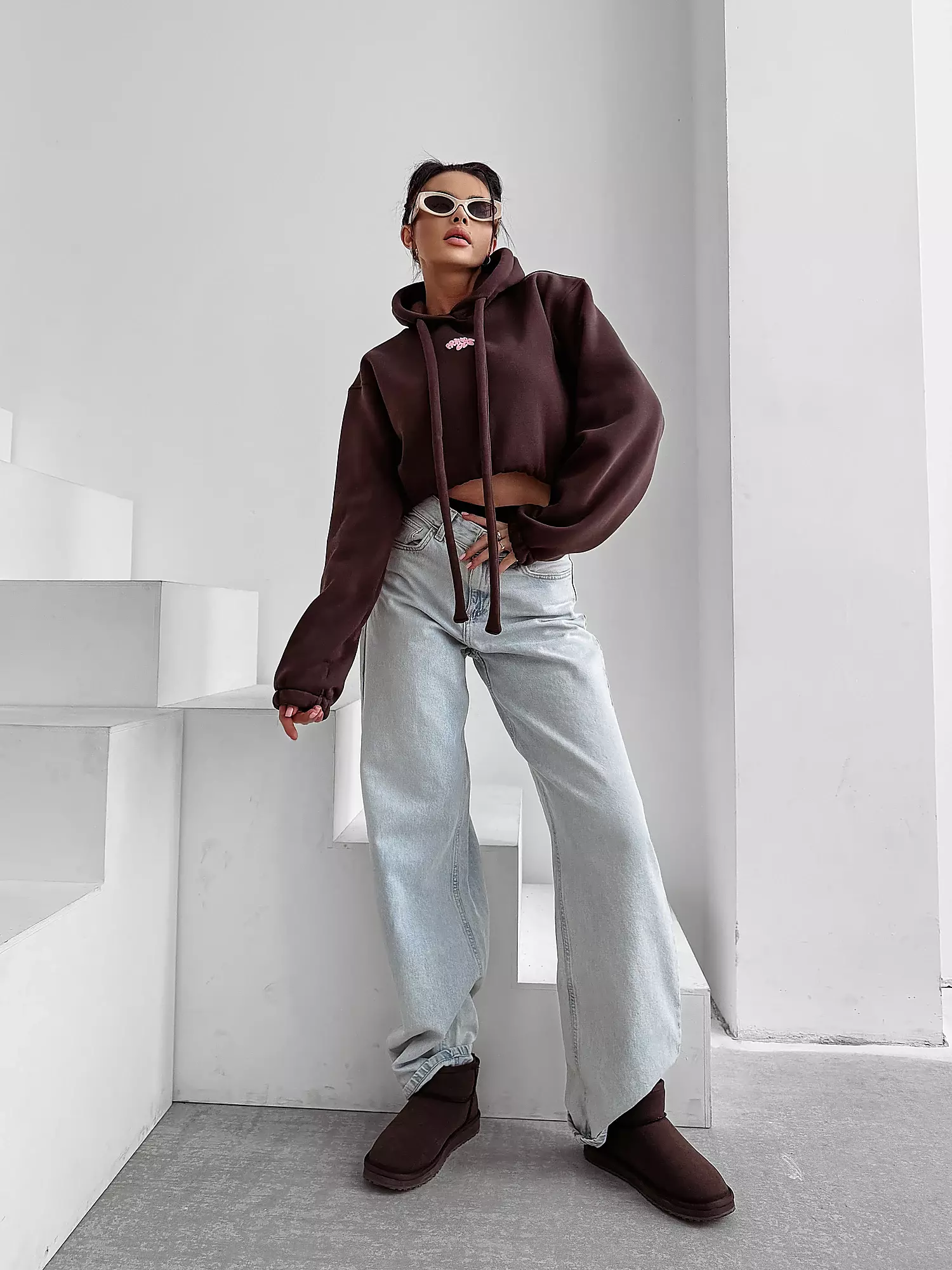 OLAVOGA FROST LAYER dámská mikina oversize - hnědá