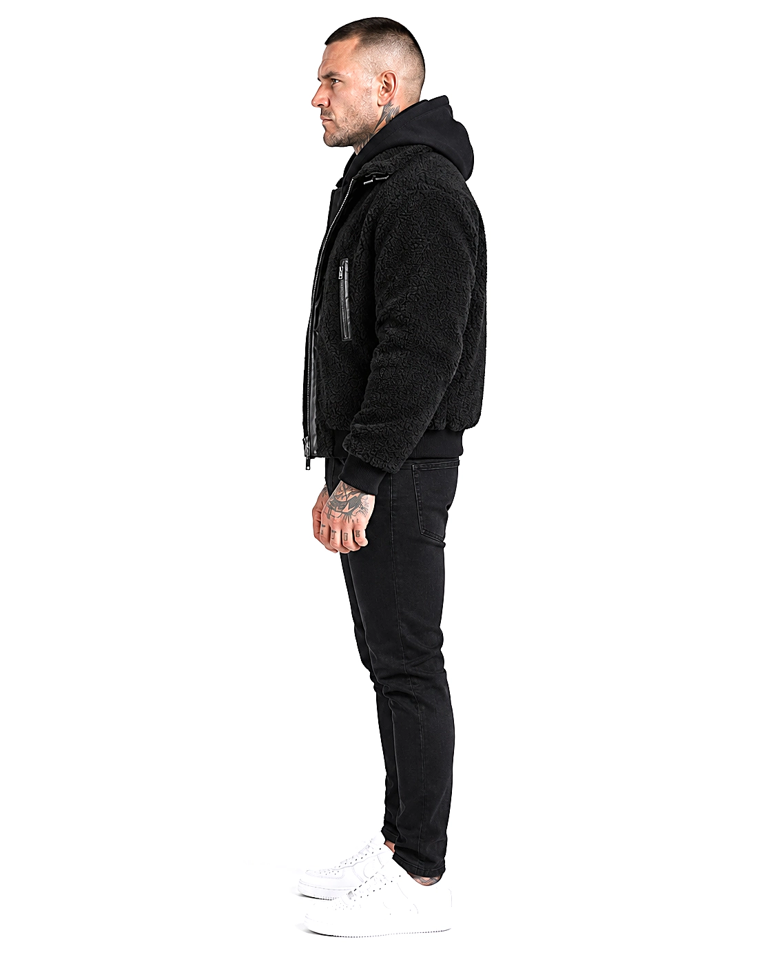 SIKSILK SHERPA 26732 isolierte Bomberjacke für Herren - Schwarz