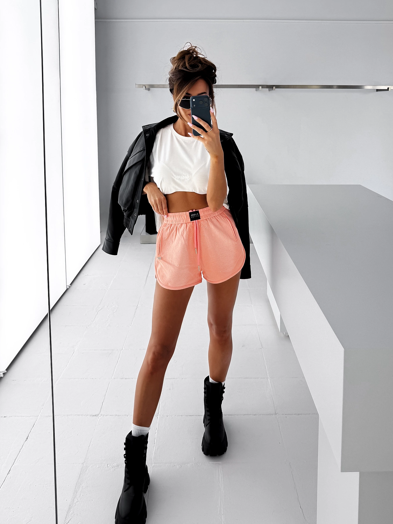 Women's shorts with crystals OLAVOGA SWIFT - Orange