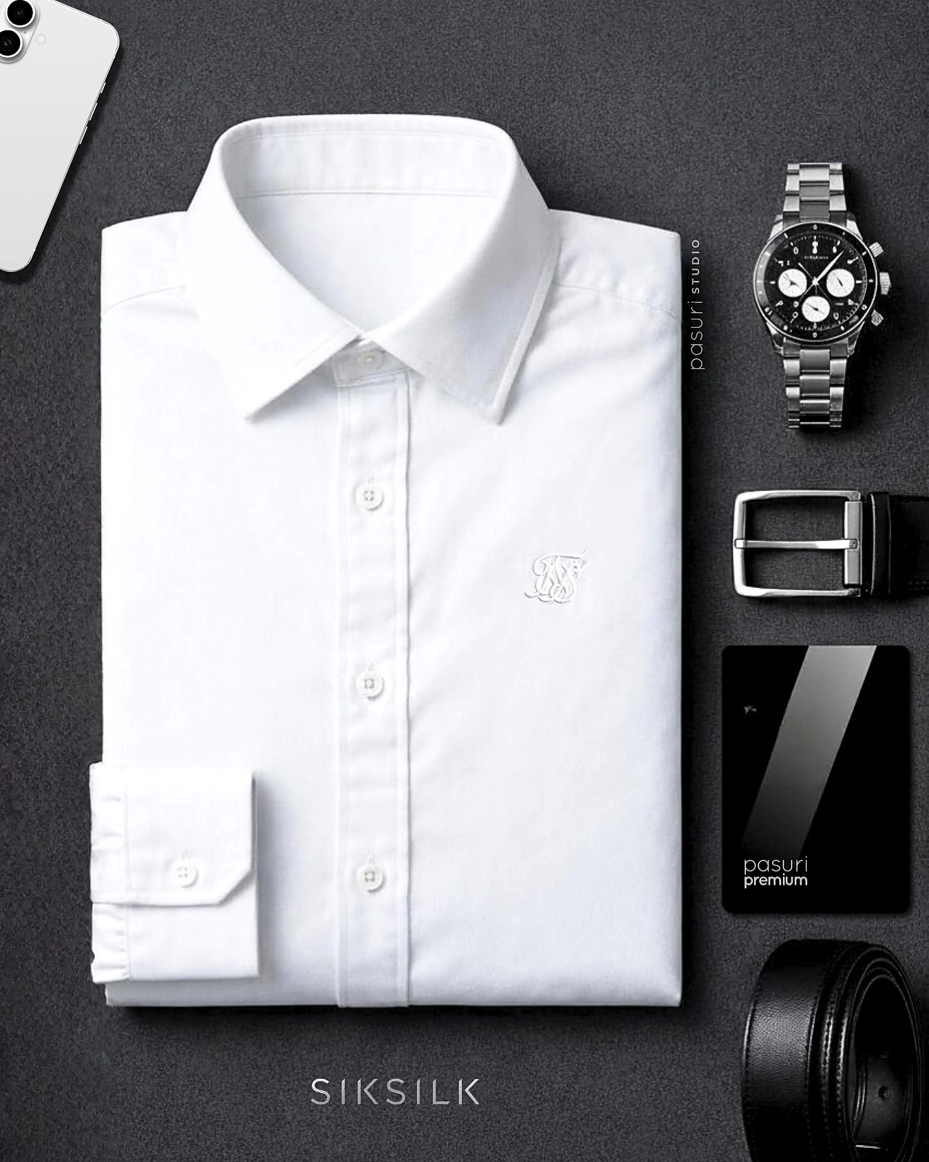 Klassisches Herrenhemd SIKSILK ESSENTIALS 26463 - Weiß