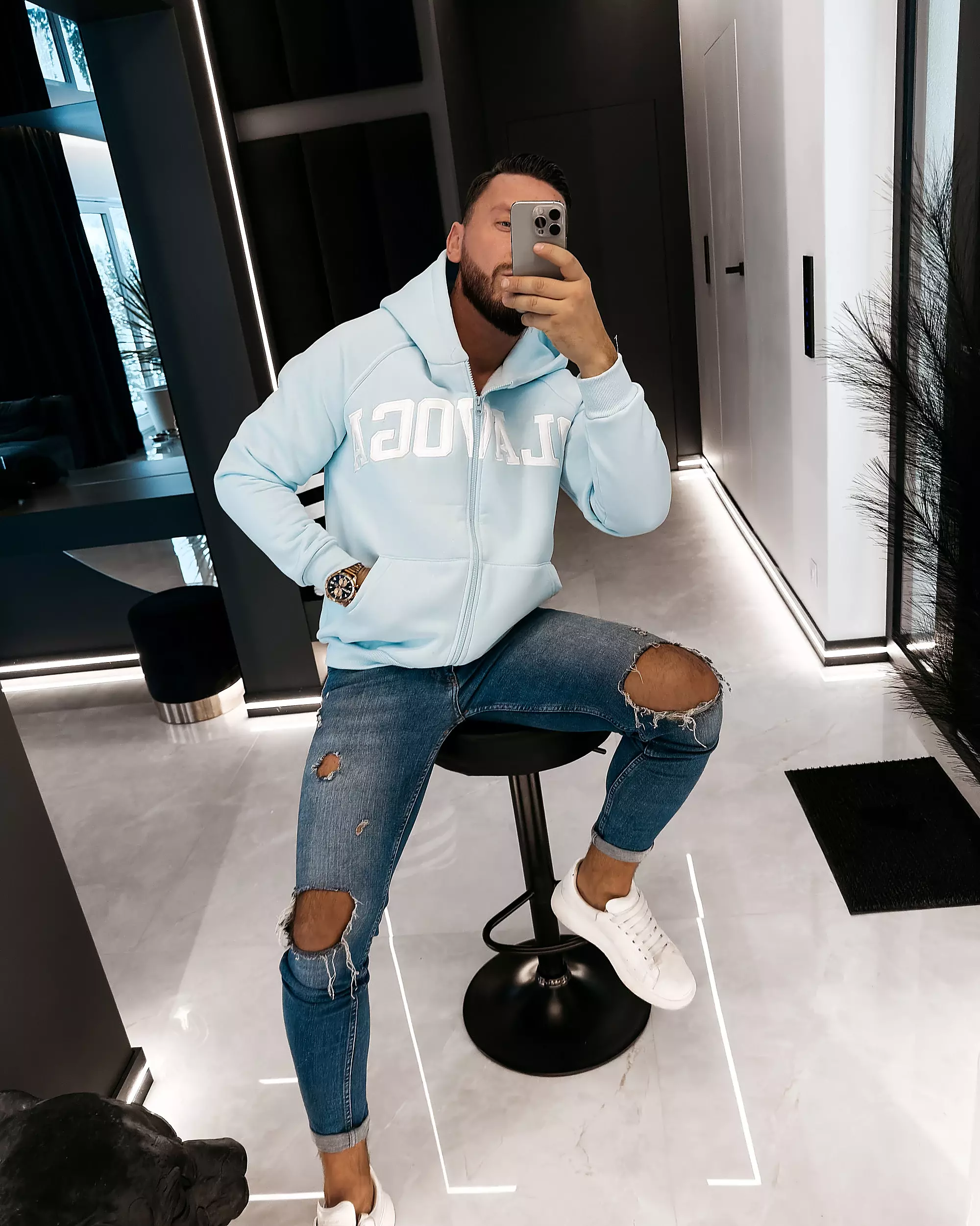 Bluza męska casual OLAVOGA Men IRIS MEN - Mięta