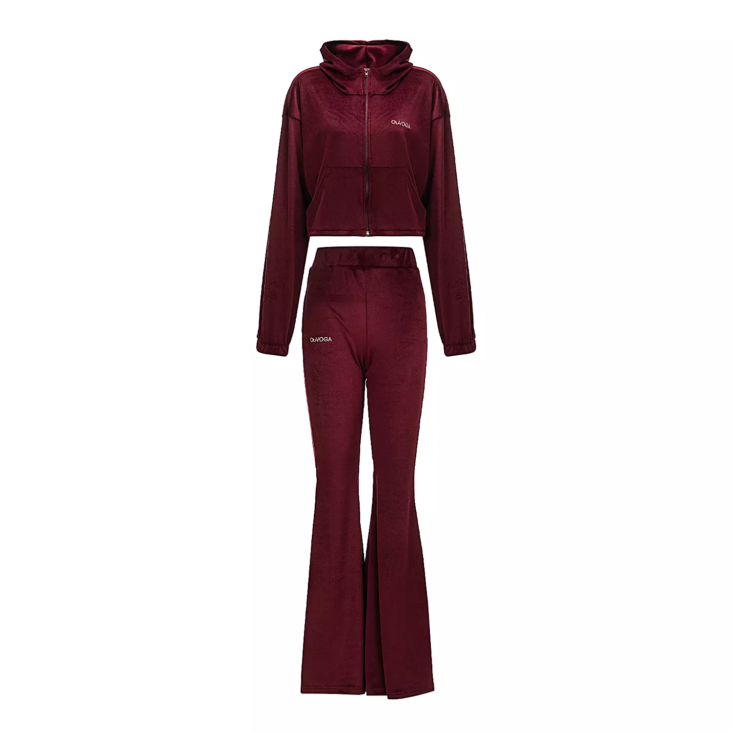 Ladies' casual velour set OLAVOGA VELVET WOOD - Maroon