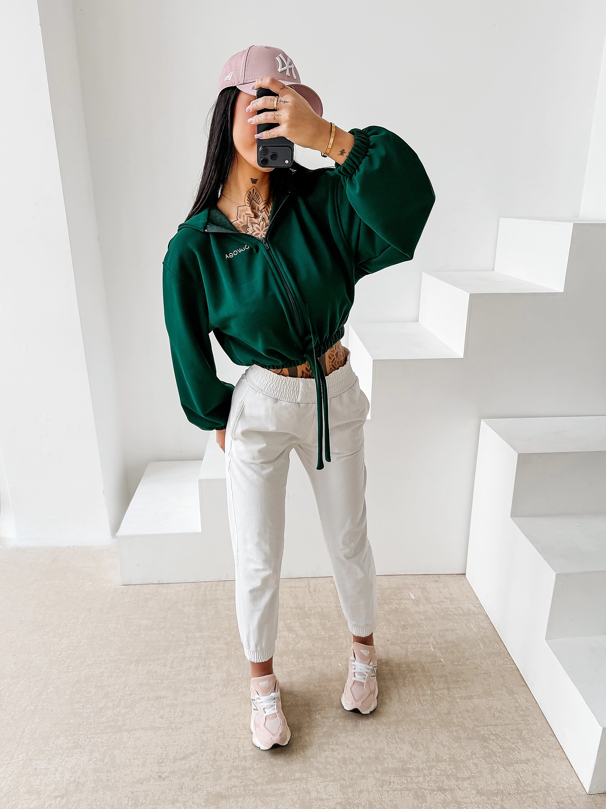 Bluza damska oversize OLAVOGA NERIN - Ciemny zielony