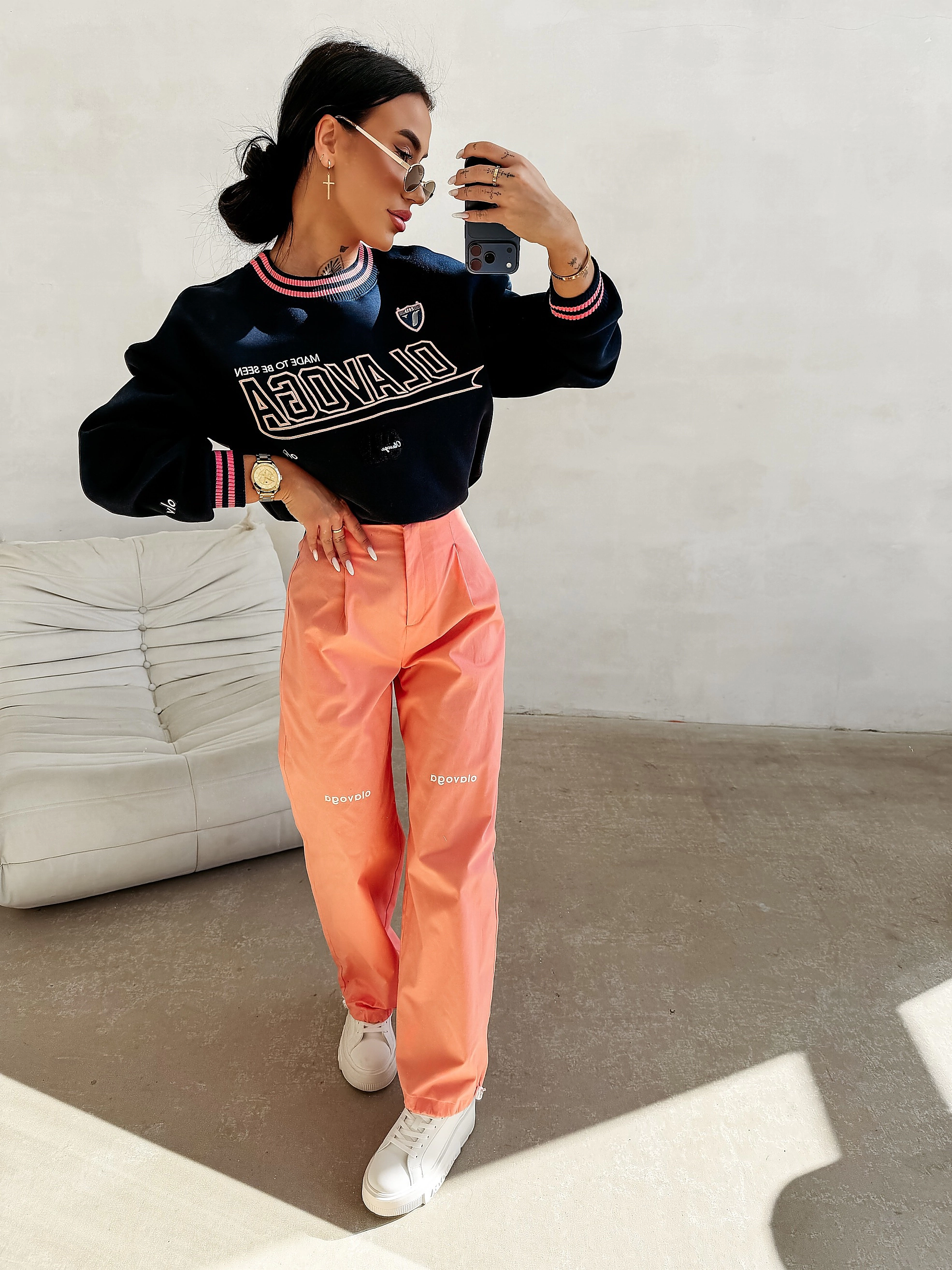 OLAVOGA SIRA women's trousers - Coral pink