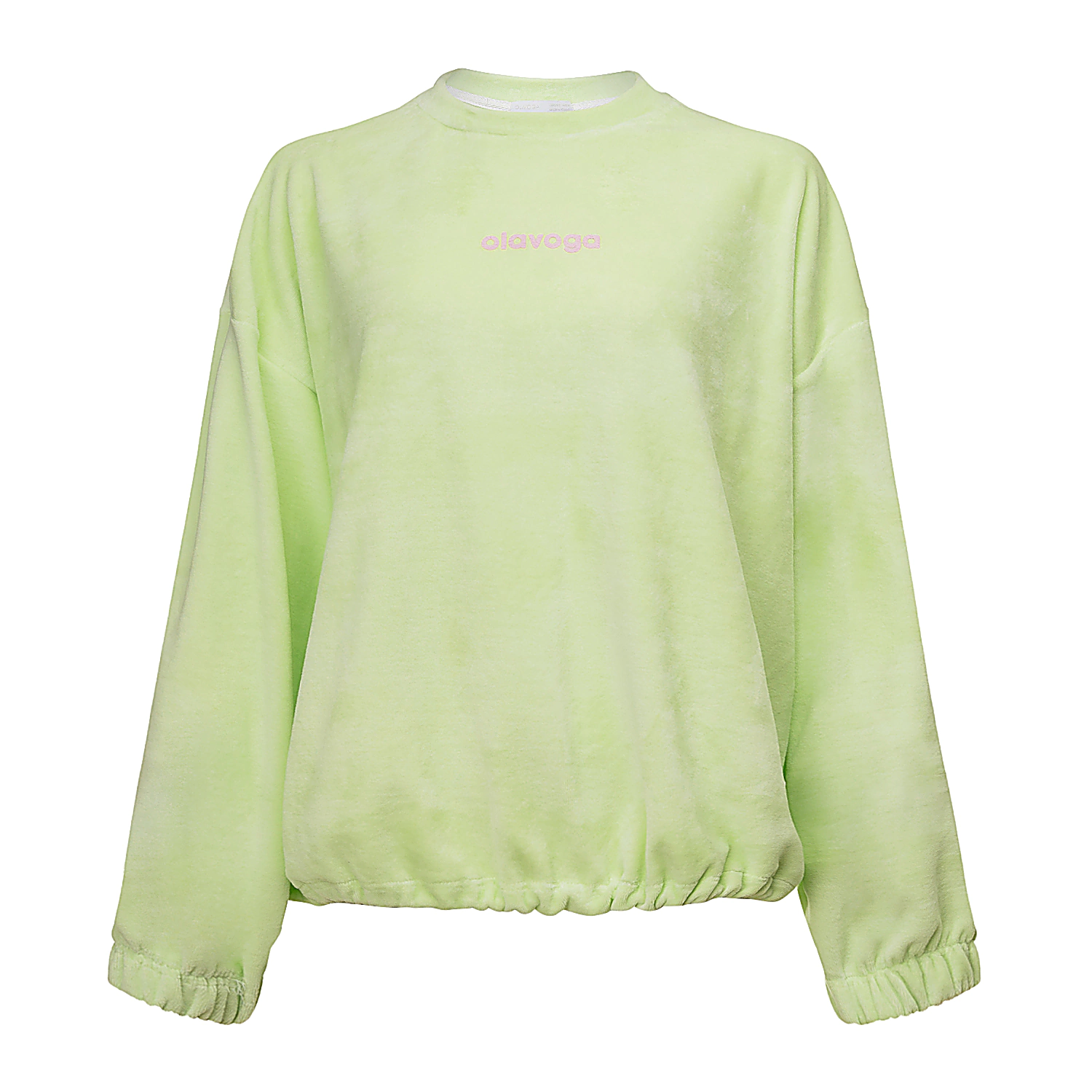Ladies' velour sweatshirt OLAVOGA VELVORA - Lime green