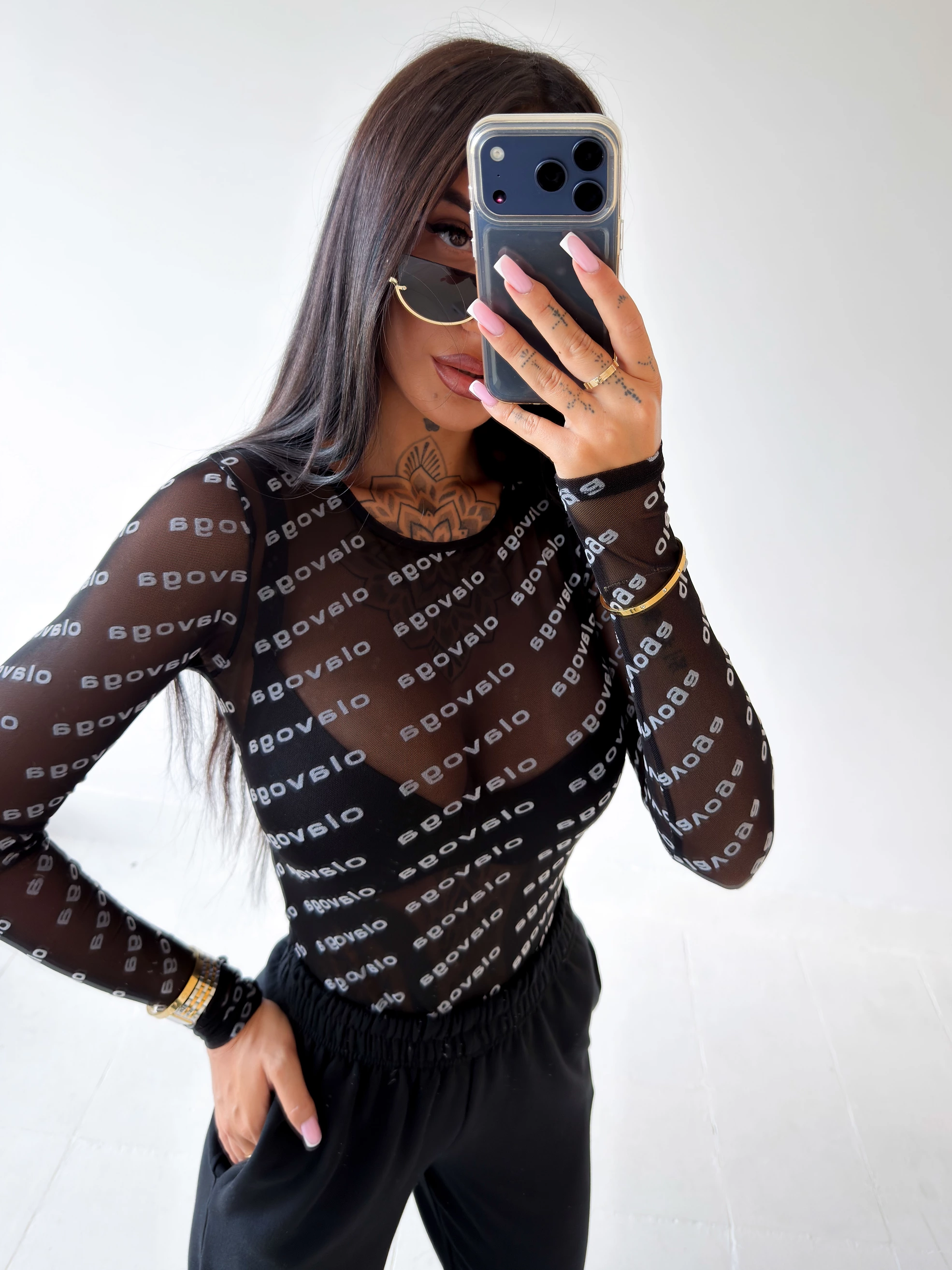 Body damskie półtransparentne OLAVOGA MISSY - Czarny