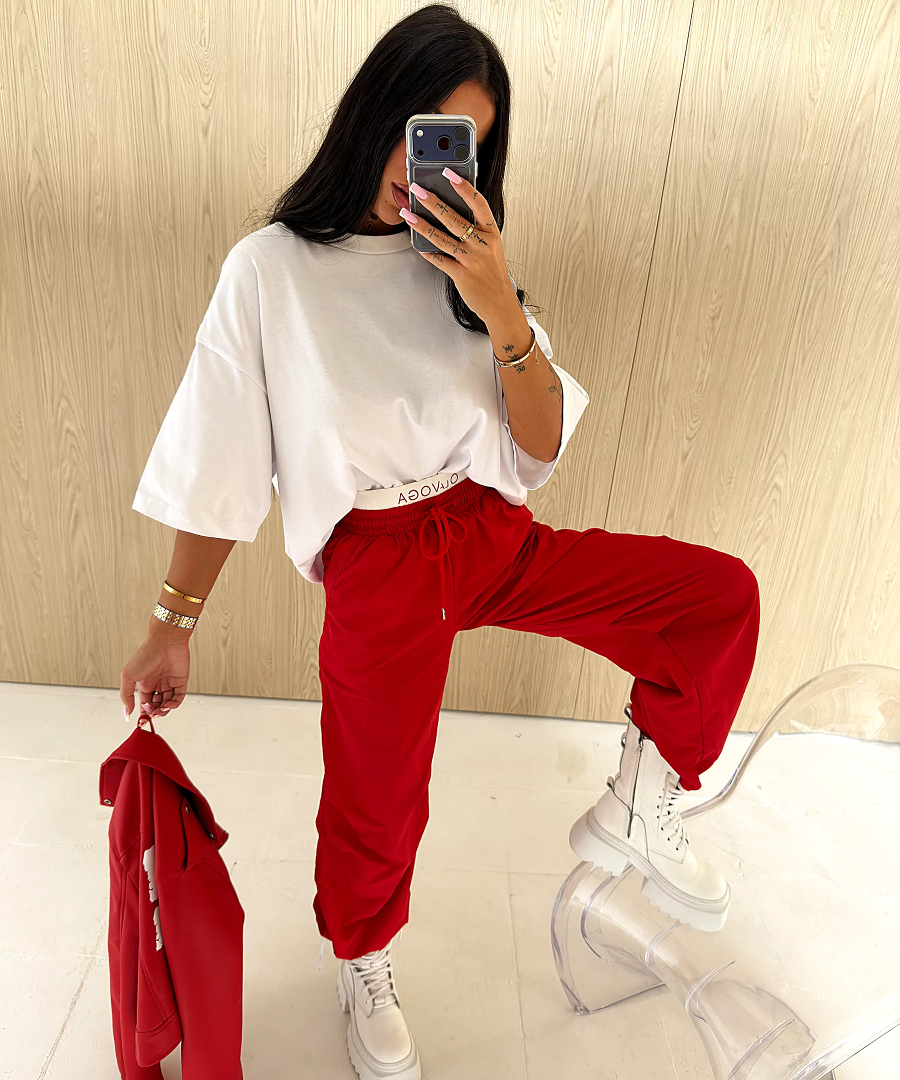 OLAVOGA UWELA Women's Cargo Trousers - Red