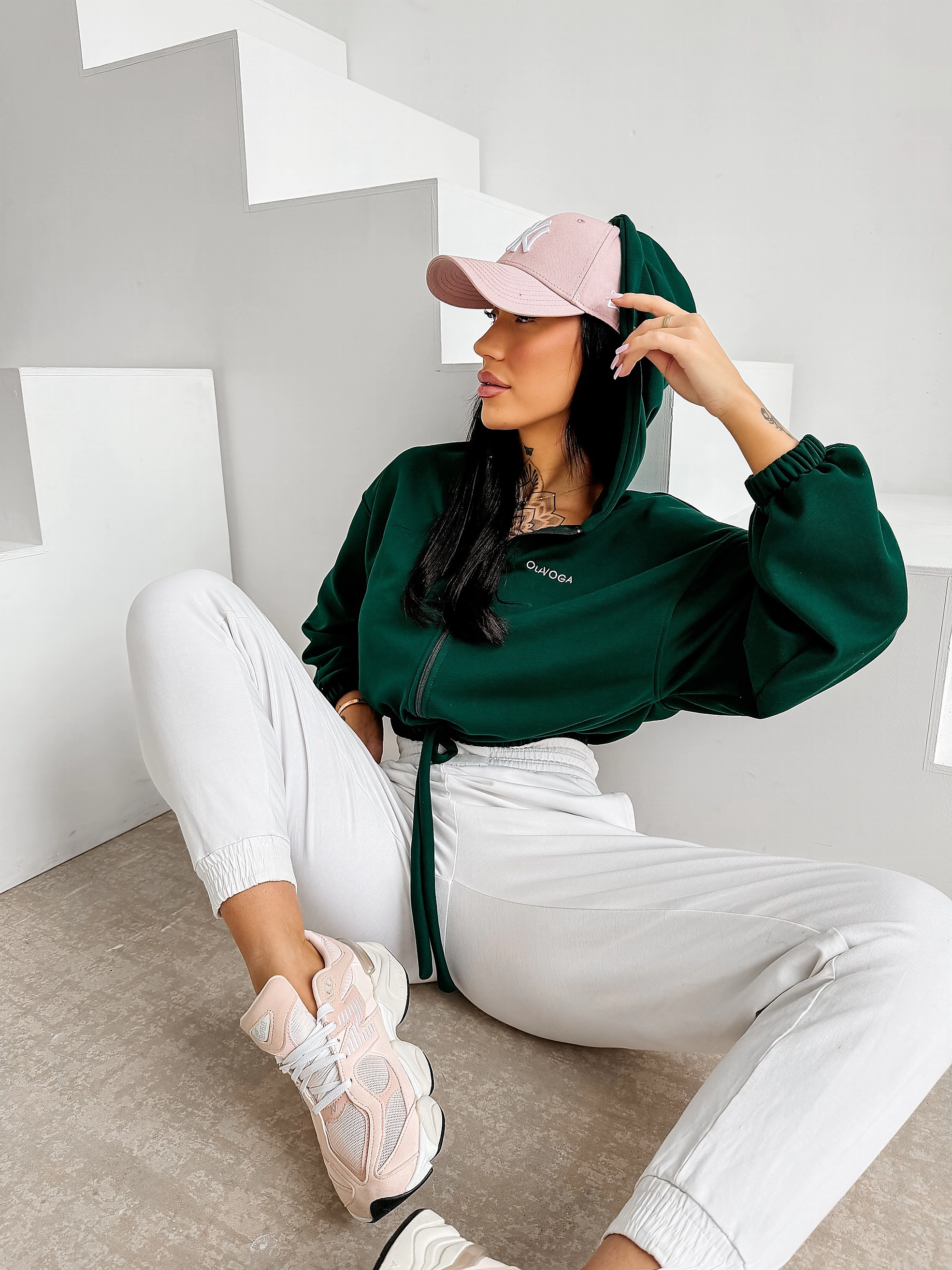Bluza damska oversize OLAVOGA NERIN - Ciemny zielony
