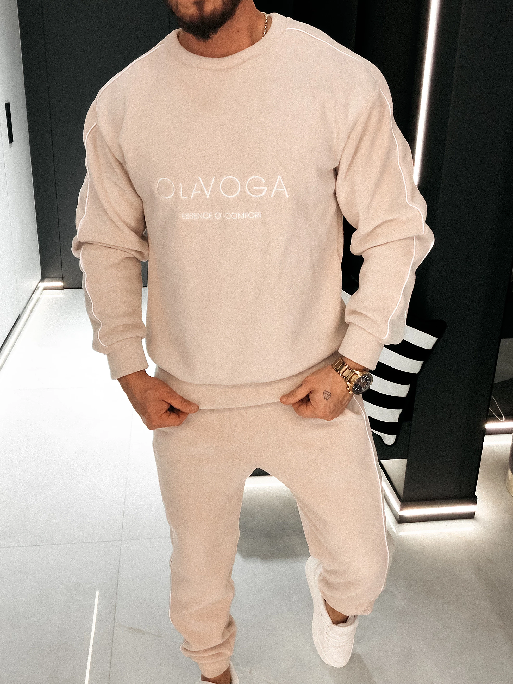 Herren-Fleece-Set OLAVOGA Herren LENTO MEN - Beige