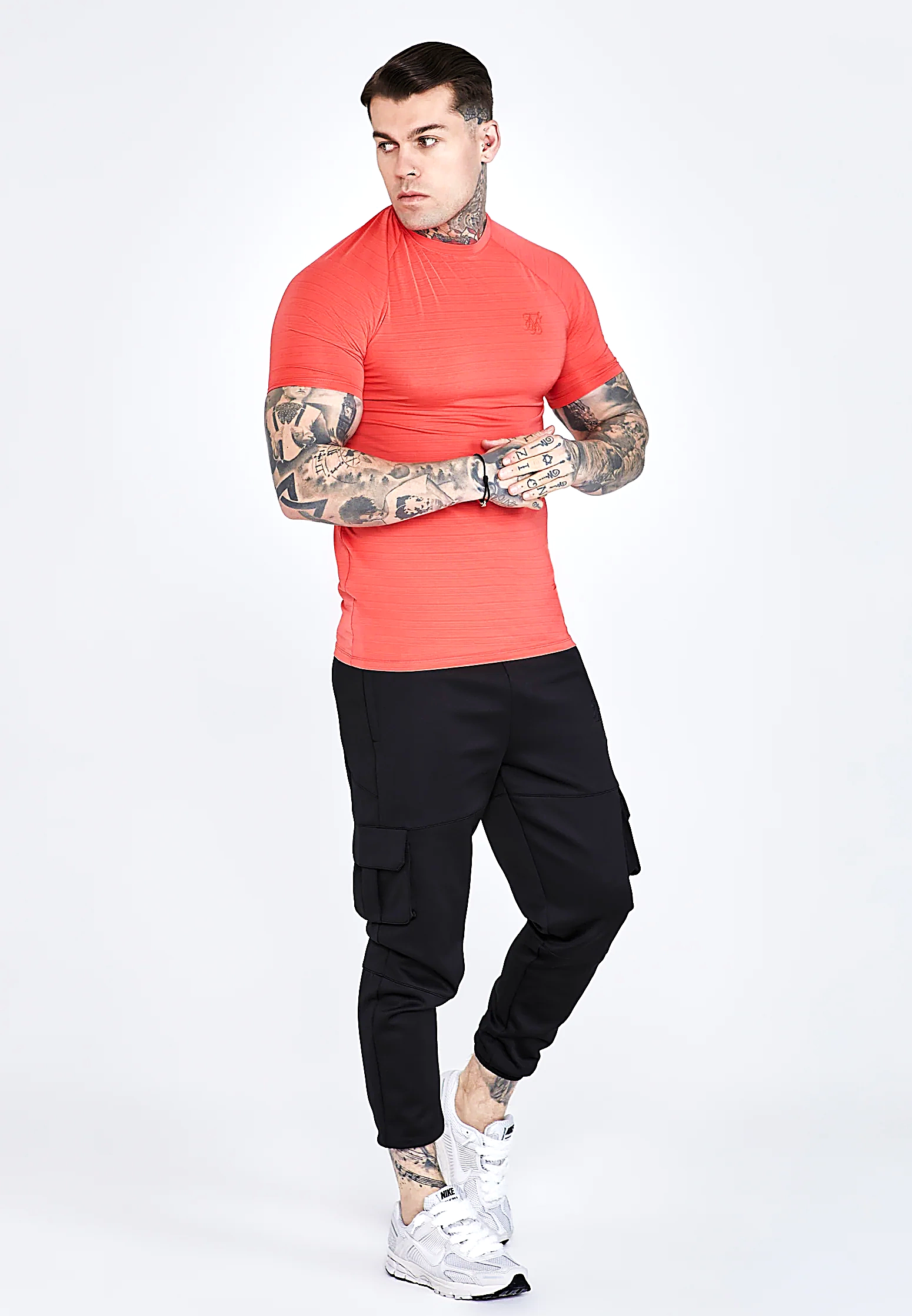 T-shirt męski SIKSILK MUSCLE FIT 26511 - Pomarańczowy