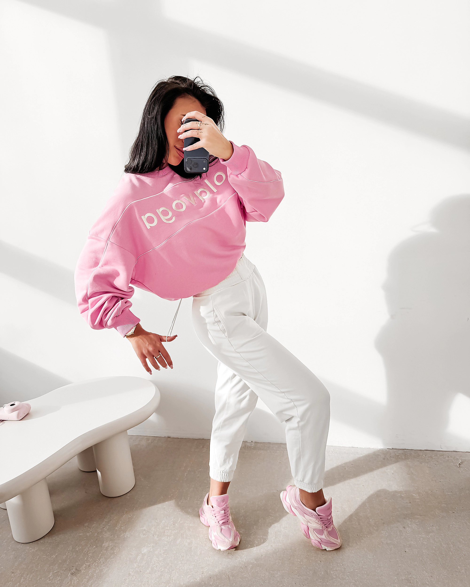 Bluza damska oversize OLAVOGA MELLOW - Różowy