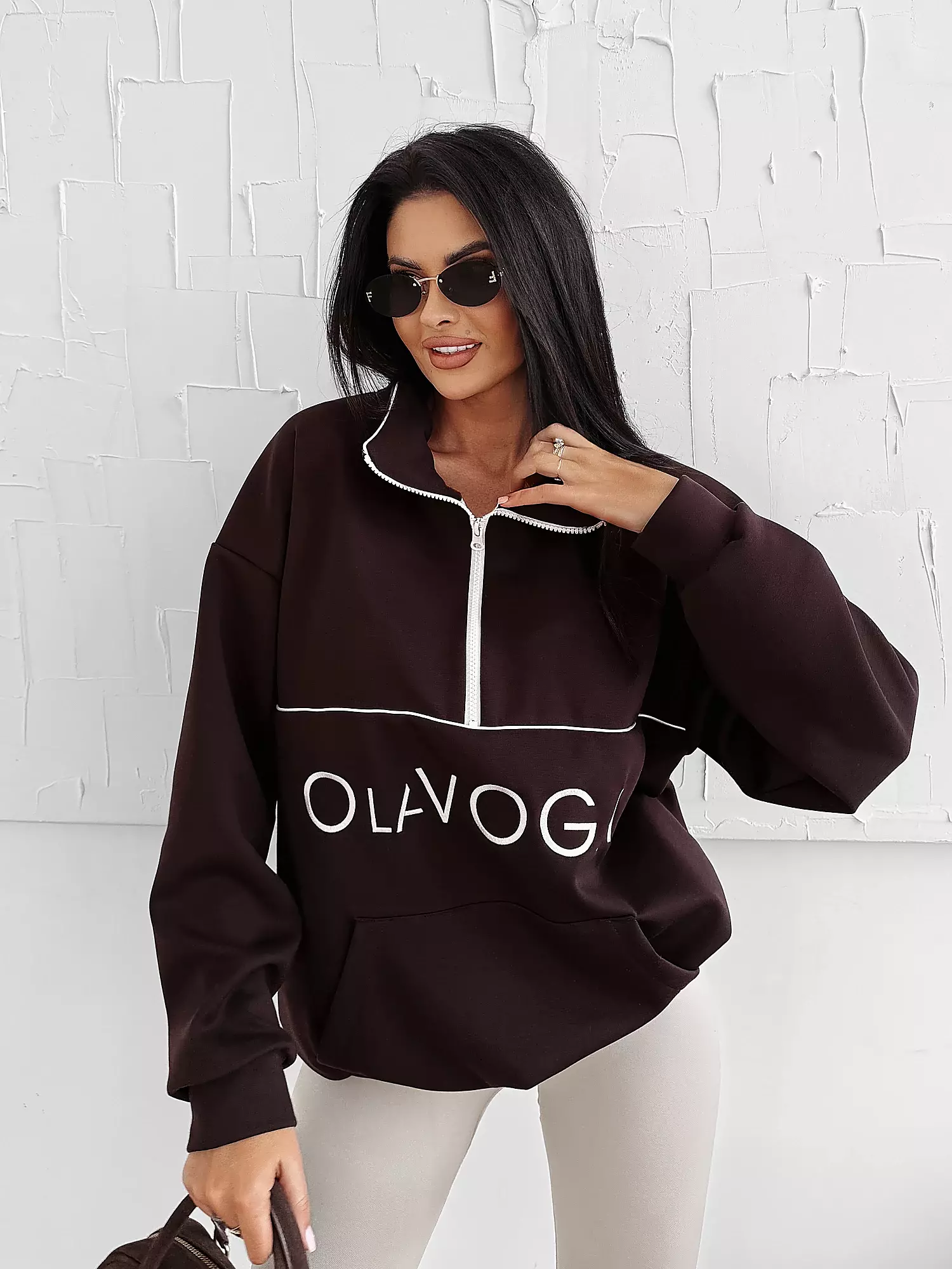 OLAVOGA EASTFIELD women's oversize collar sweatshirt - Brown