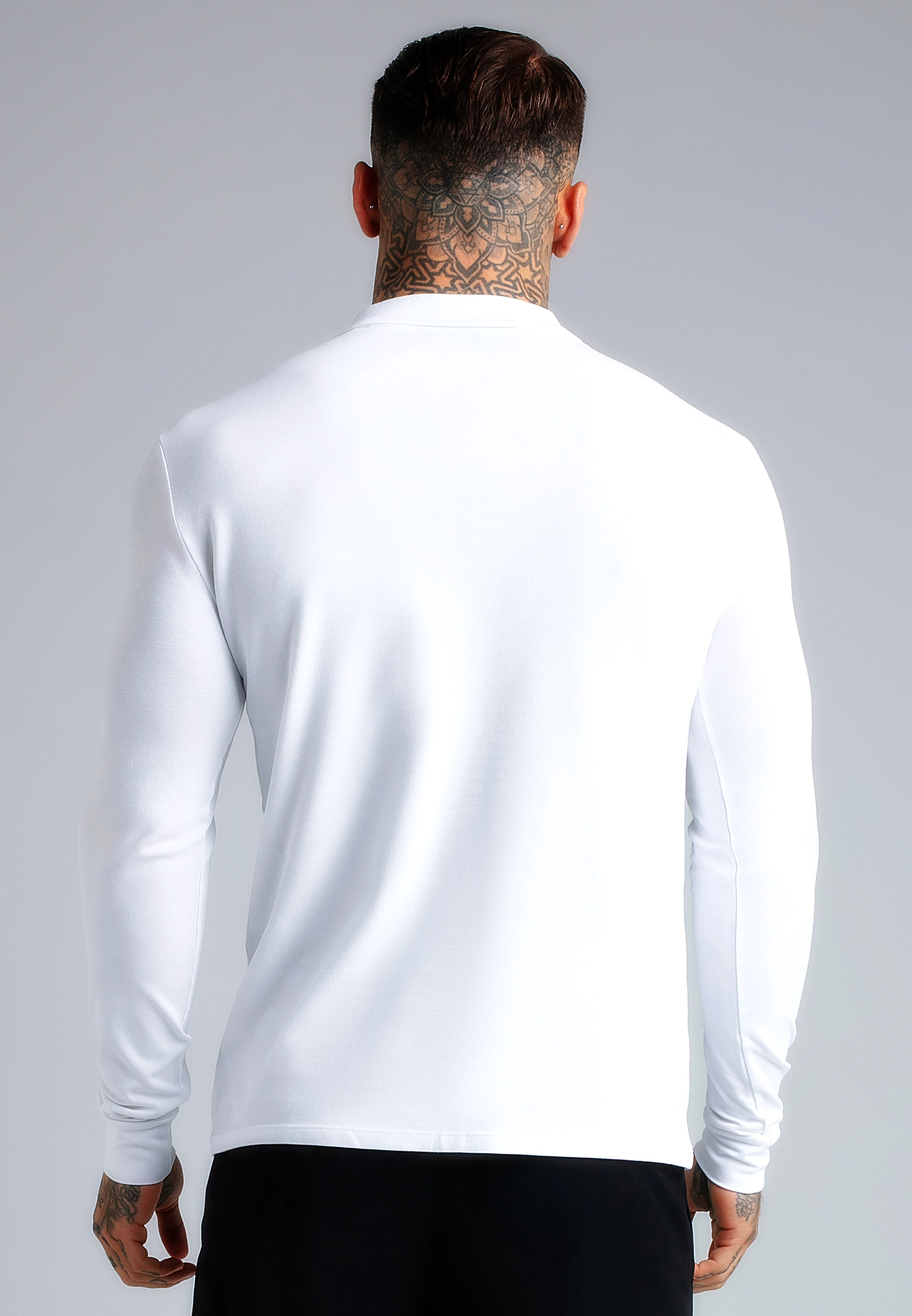 Pánské tričko SIKSILK ZIP POLO s dlouhým rukávem 29278 - White