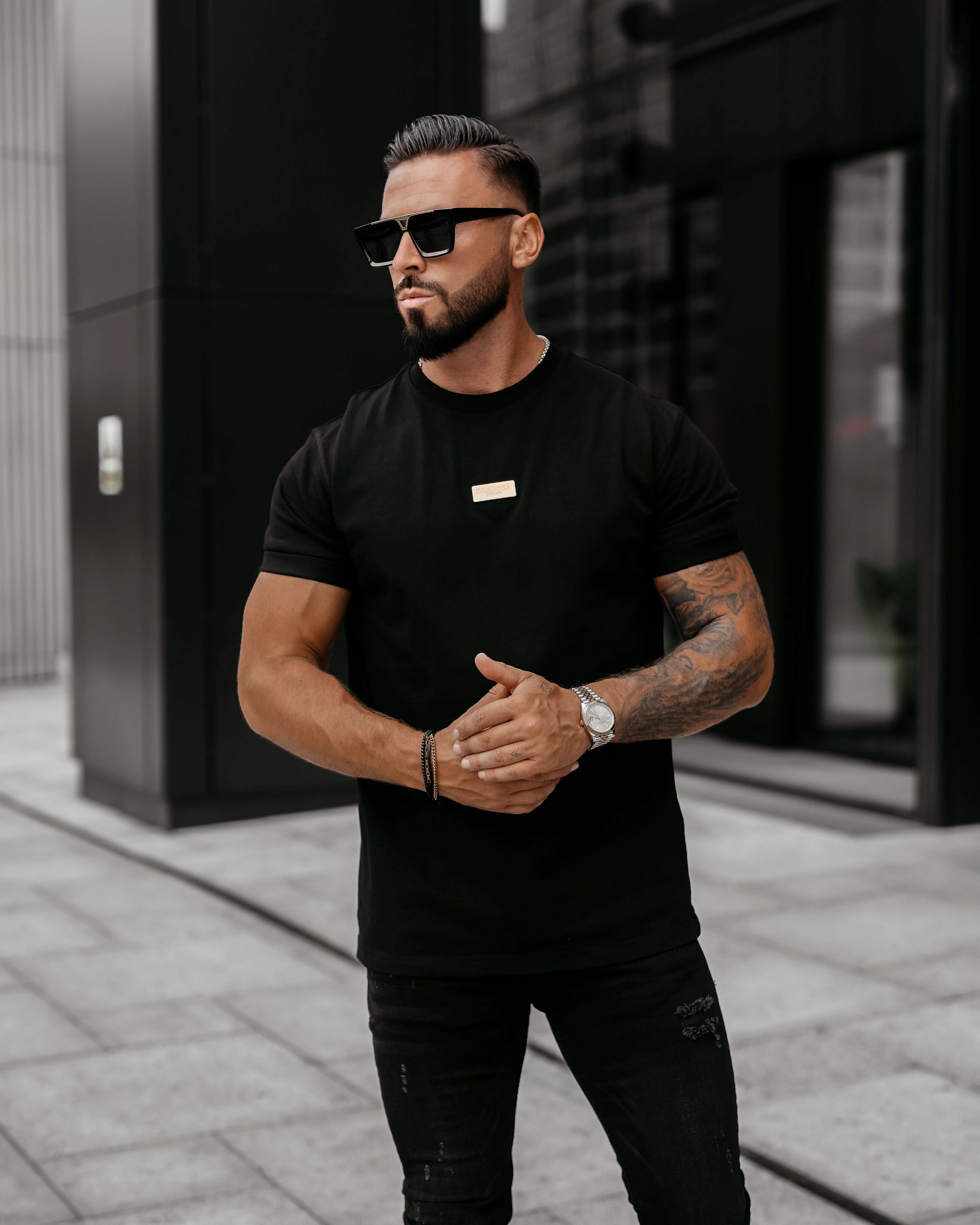 T-shirt męski OLAVOGA Men GOLDEN - Czarny