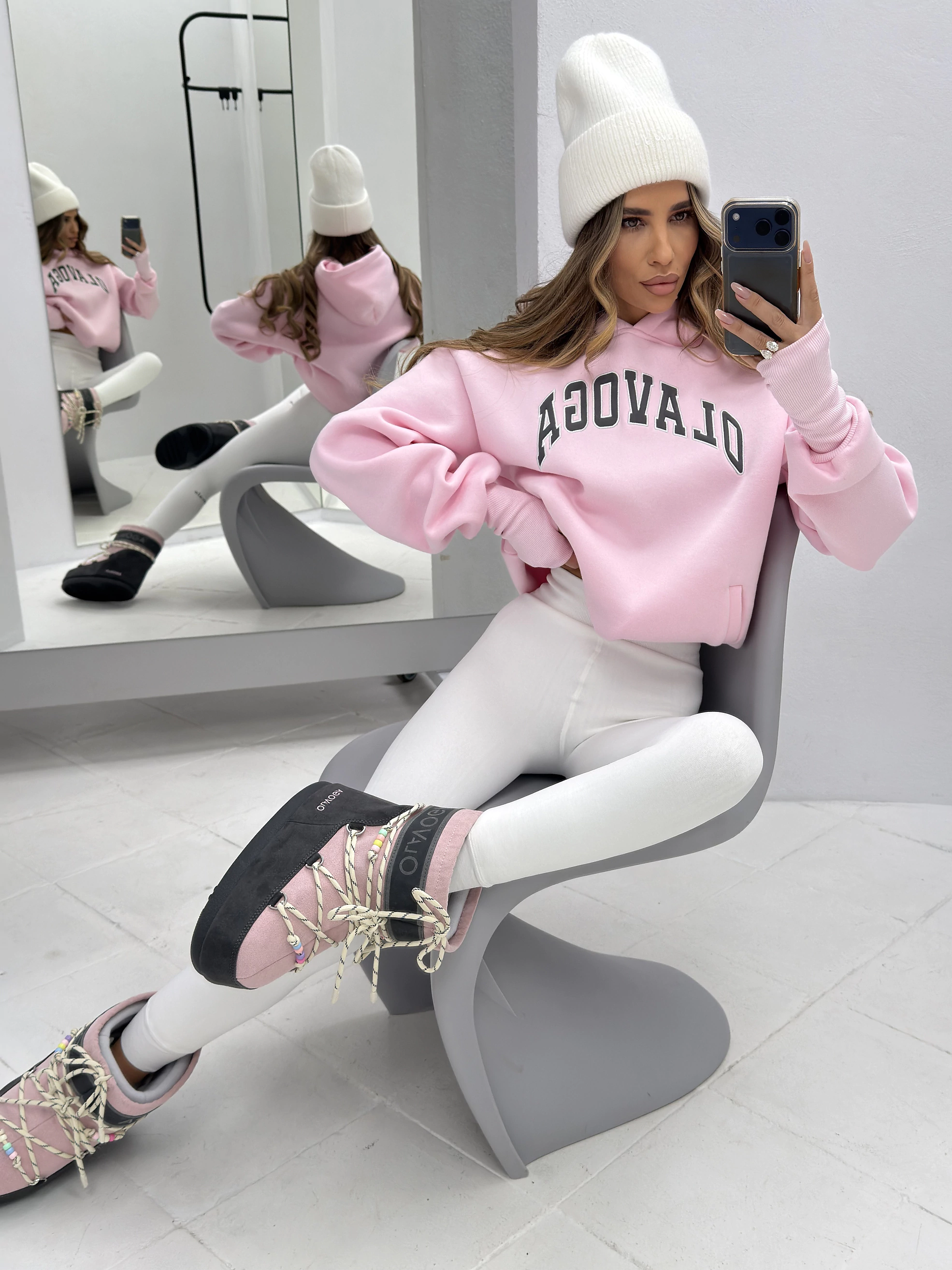OLAVOGA PRECISE Damen-Kapuzenpullover – Puderrosa