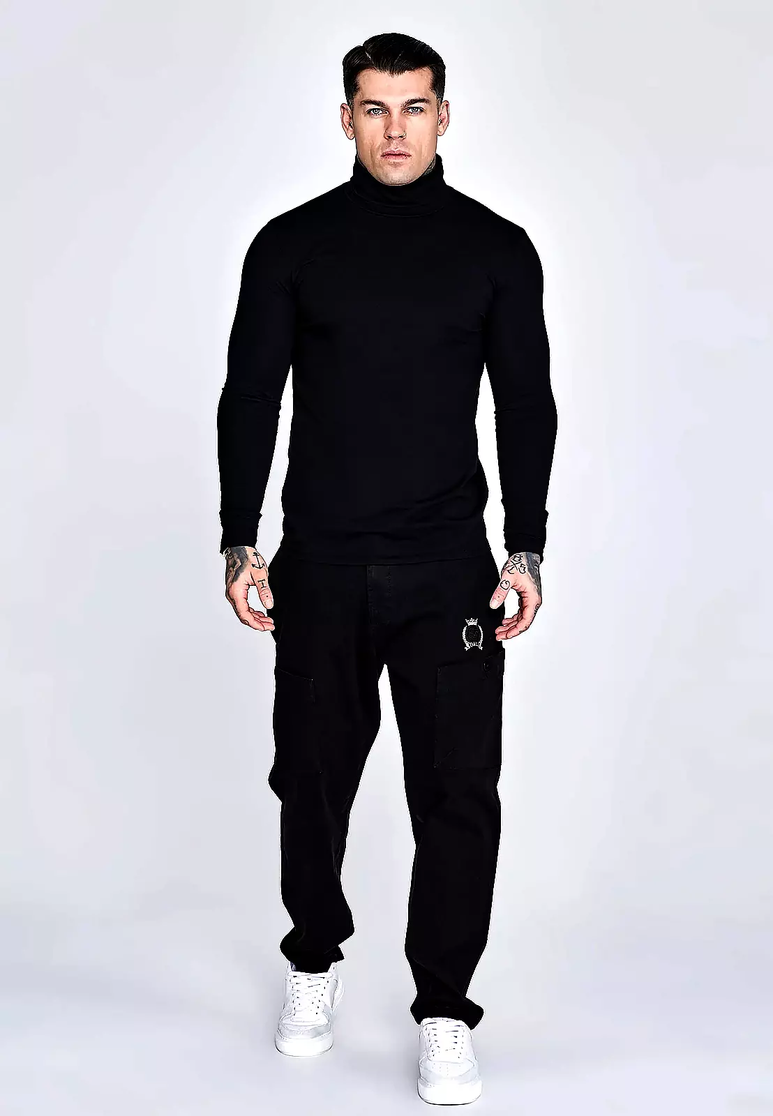 Pánský golf SIKSILK ROLL NECK TOP 28983 - Black