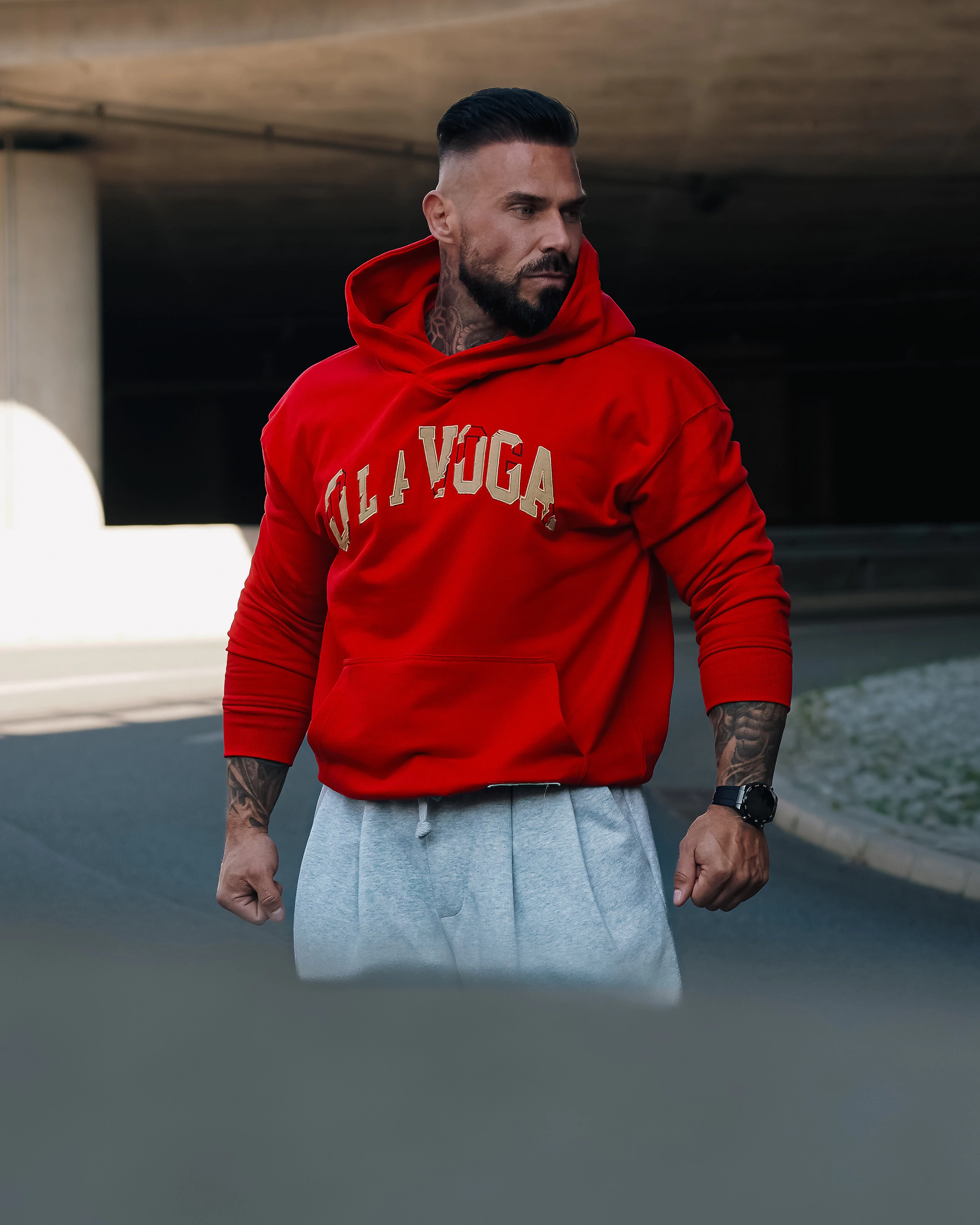 Bluza męska z kapturem OLAVOGA Men FLYTION - Czerwony