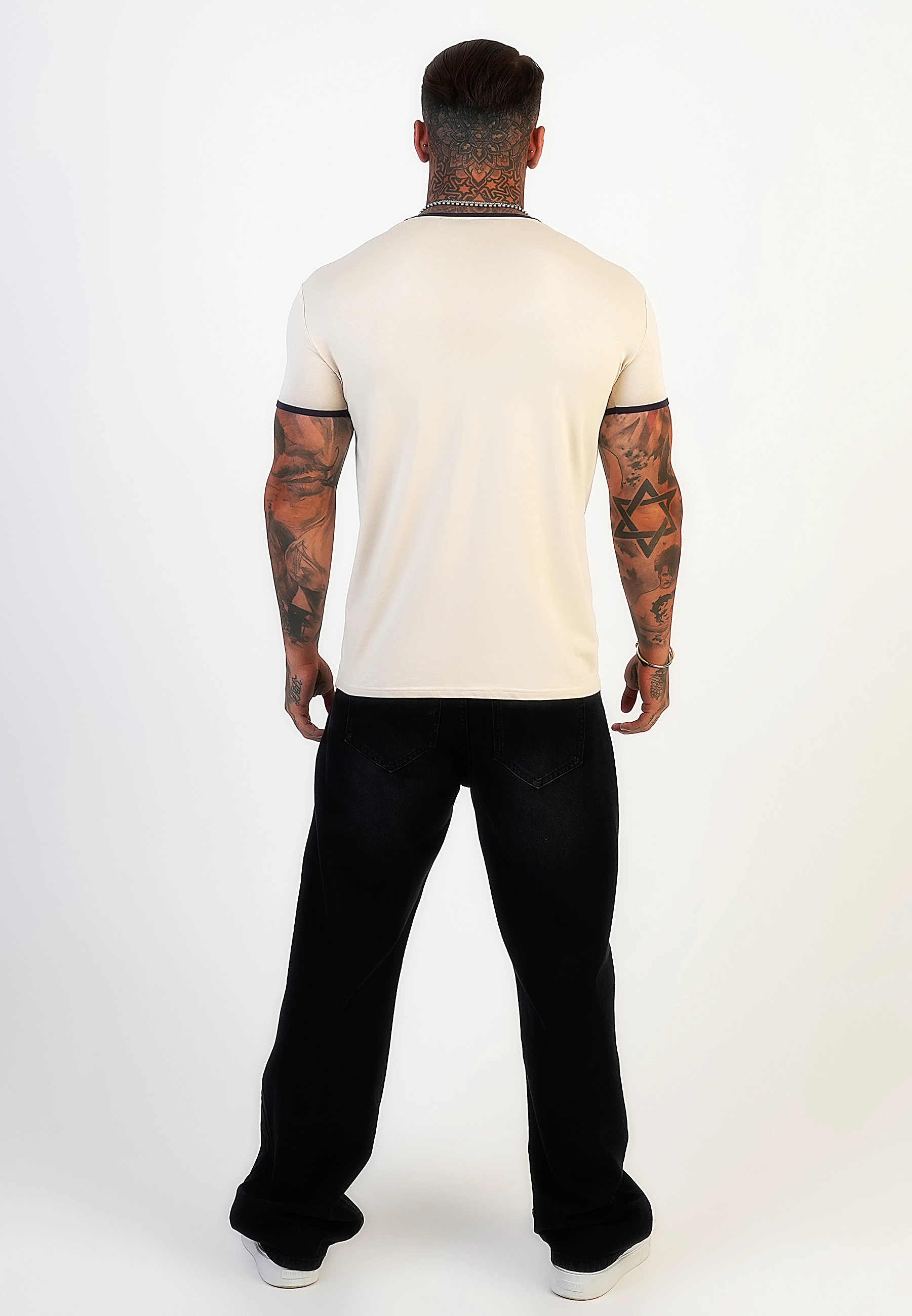 T-shirt męski SIKSILK RINGER 28755 - Écru