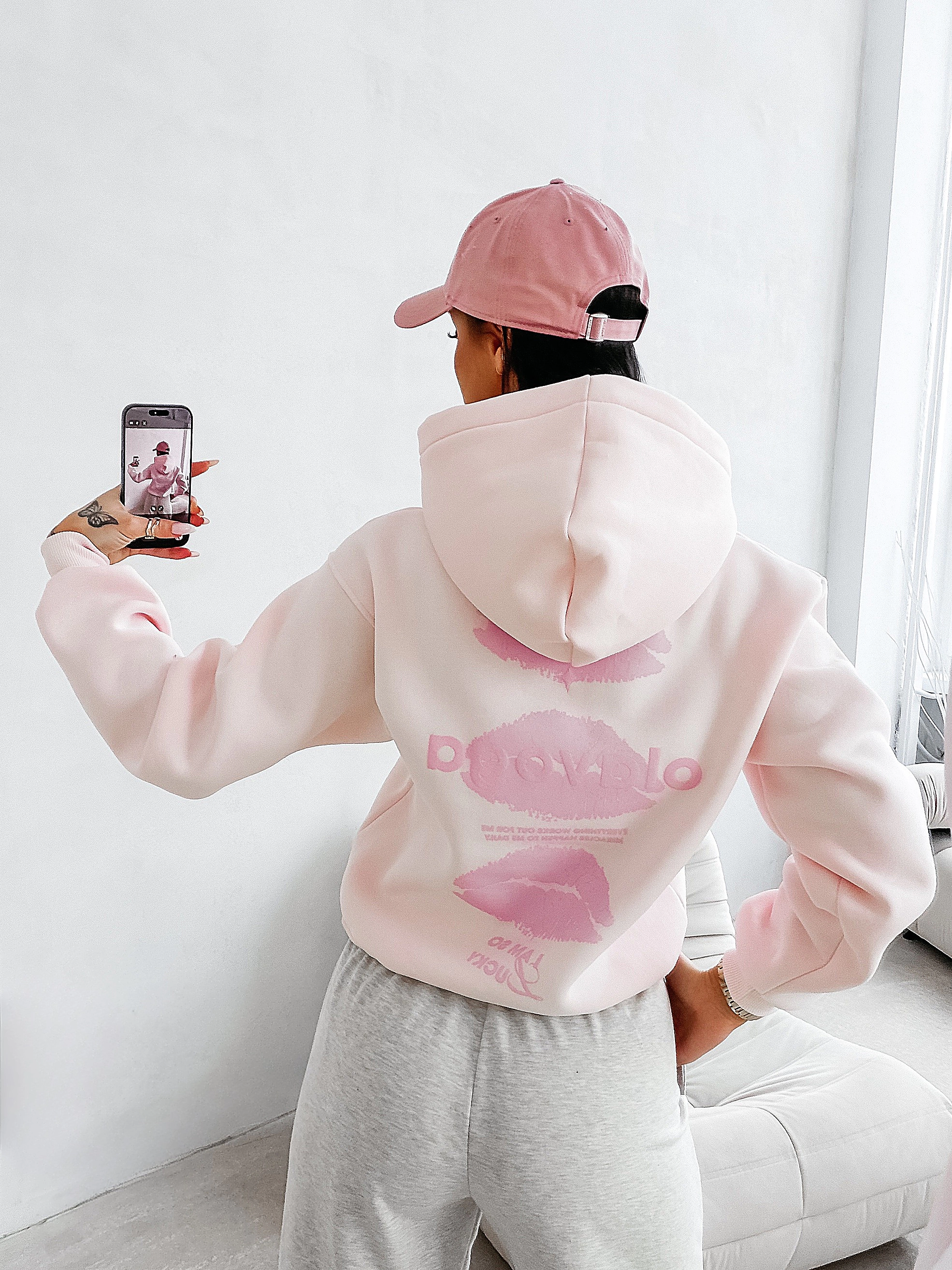 OLAVOGA LUCKY MINDSET Damen-Kapuzenpullover - Rosa