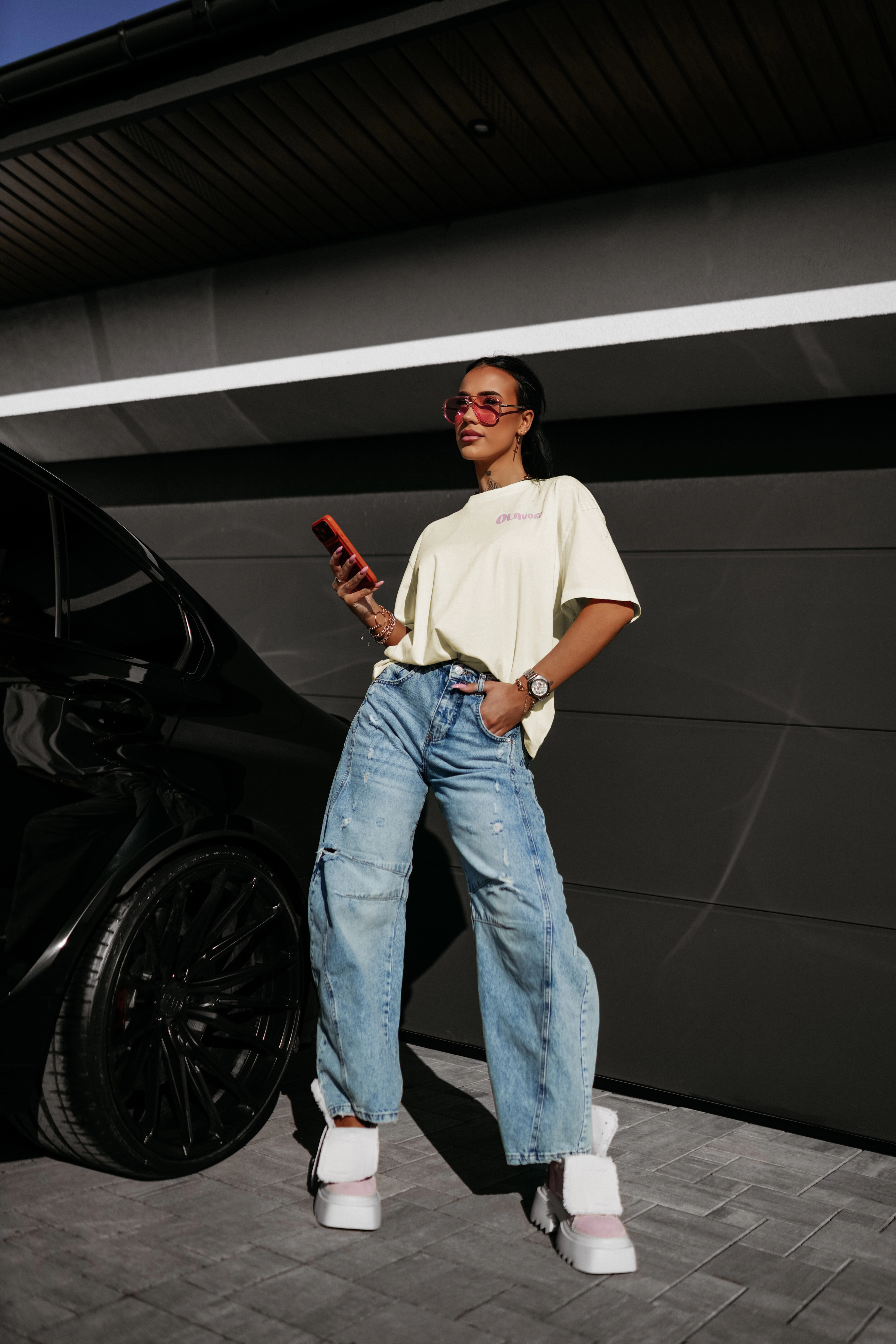 OLAVOGA BABE dámske tričko oversize - Ecru