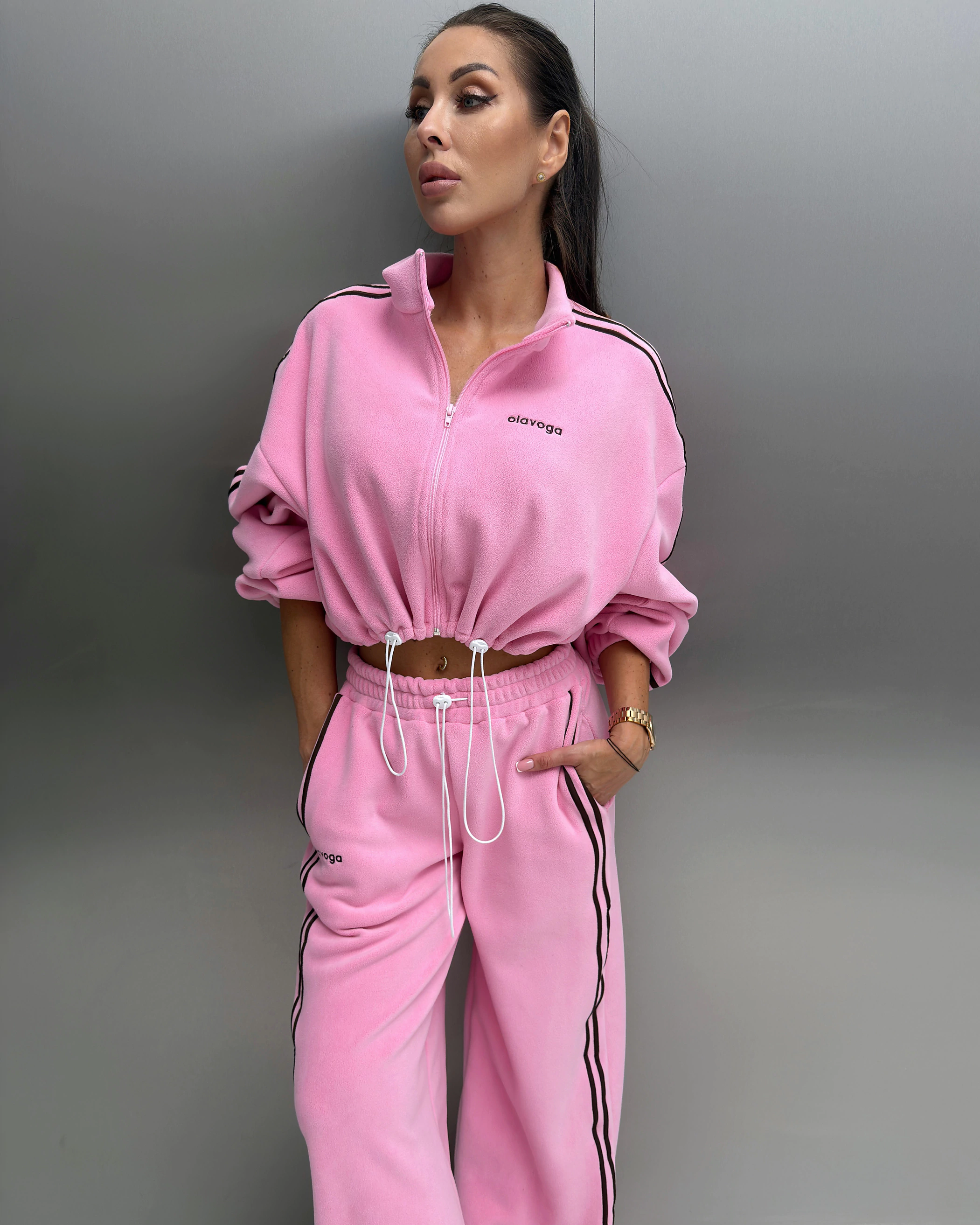 Women's side-stripe set OLAVOGA STREETY - Pink
