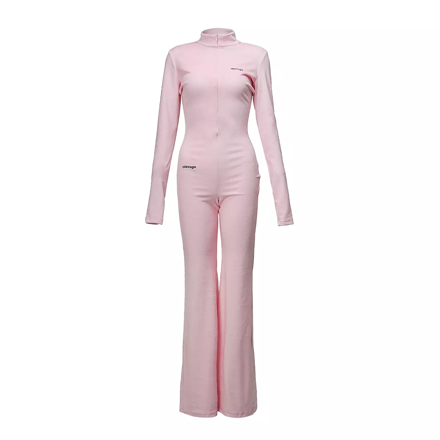 OLAVOGA CRYSTAL FLARE Damen-Jumpsuit aus Velours - Puderrosa