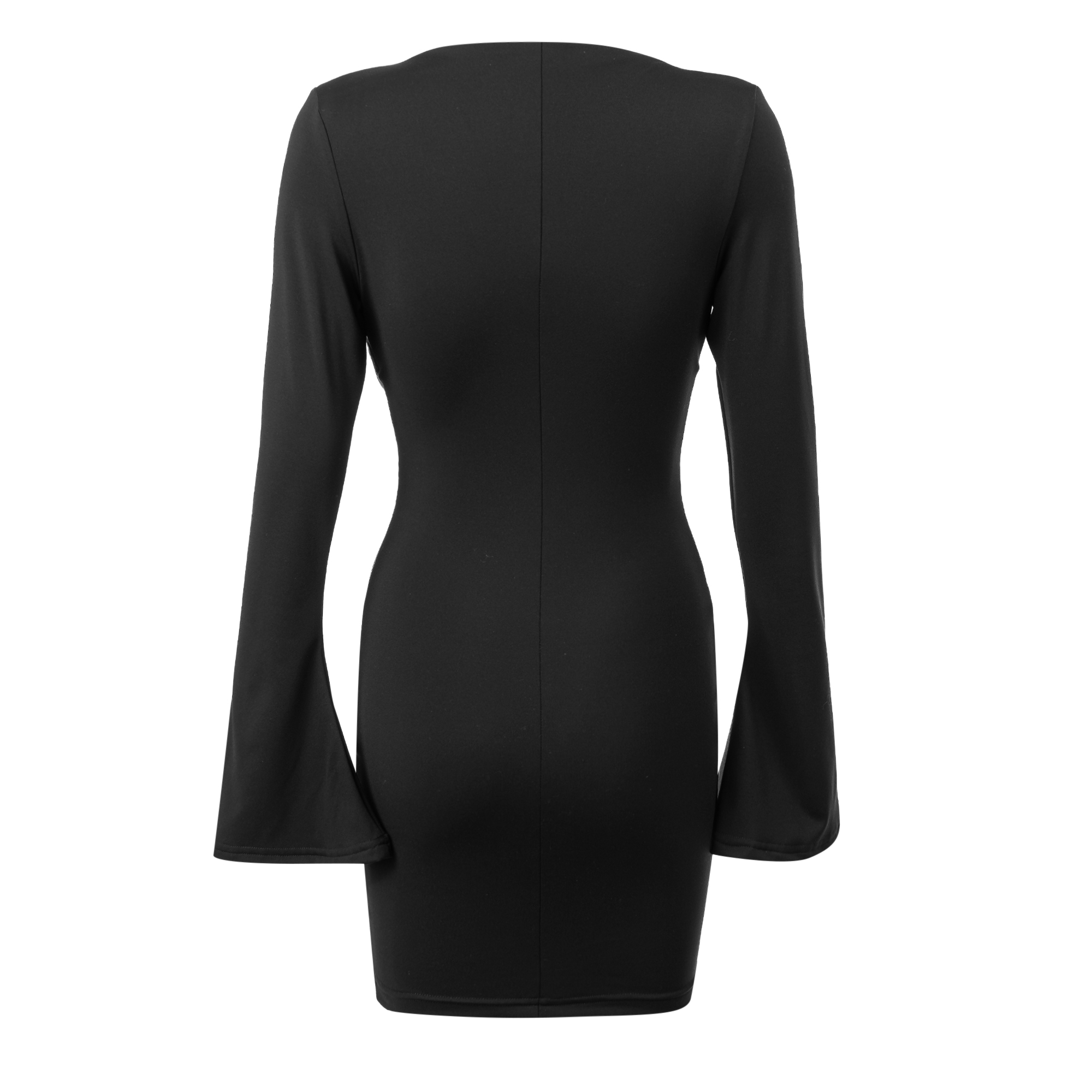 Damenkleid mit ausgestellten Ärmeln OLAVOGA DRAW - Schwarz