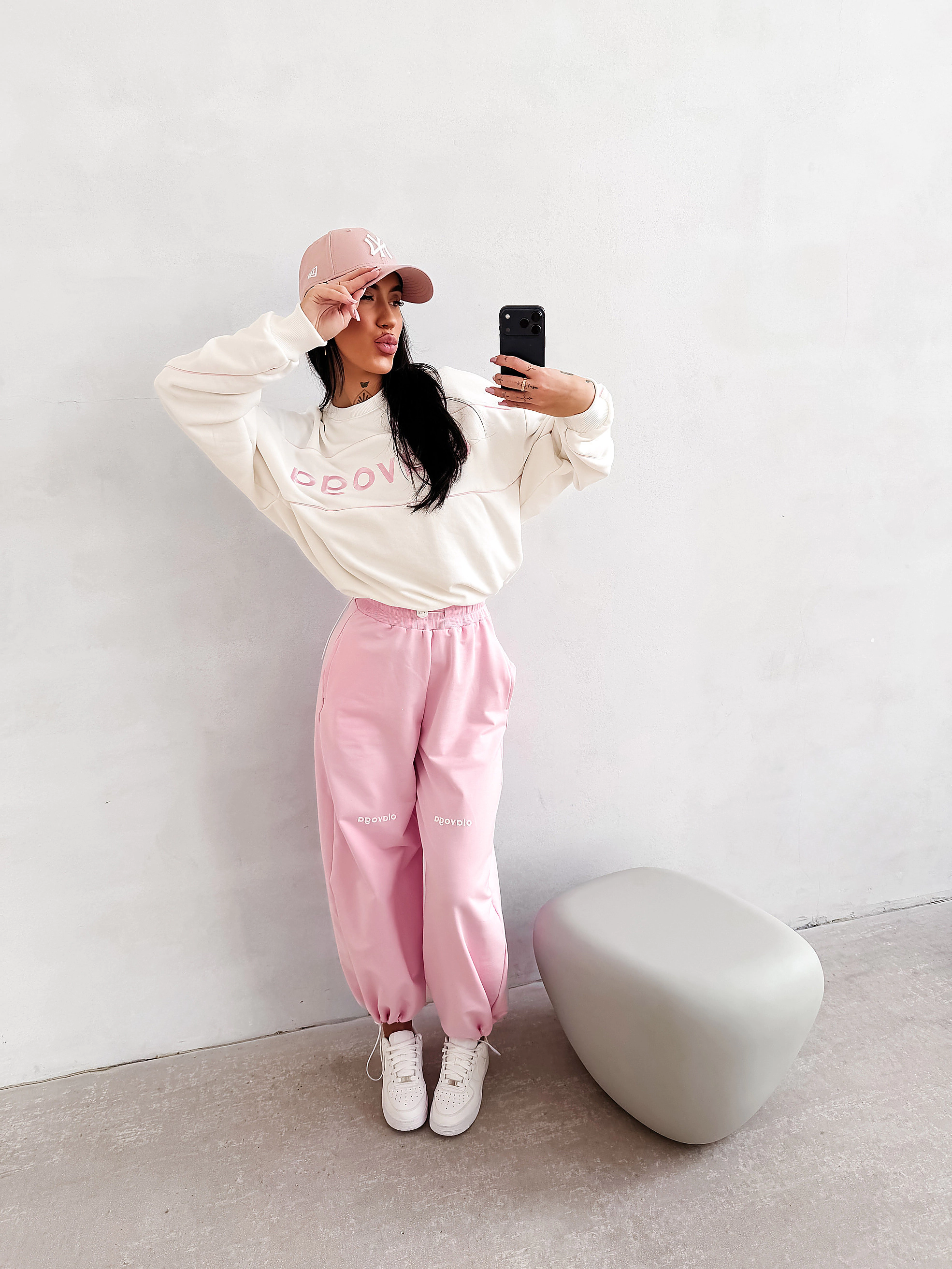Damen Sweatshirt in Übergröße OLAVOGA MELLOW - Ecru