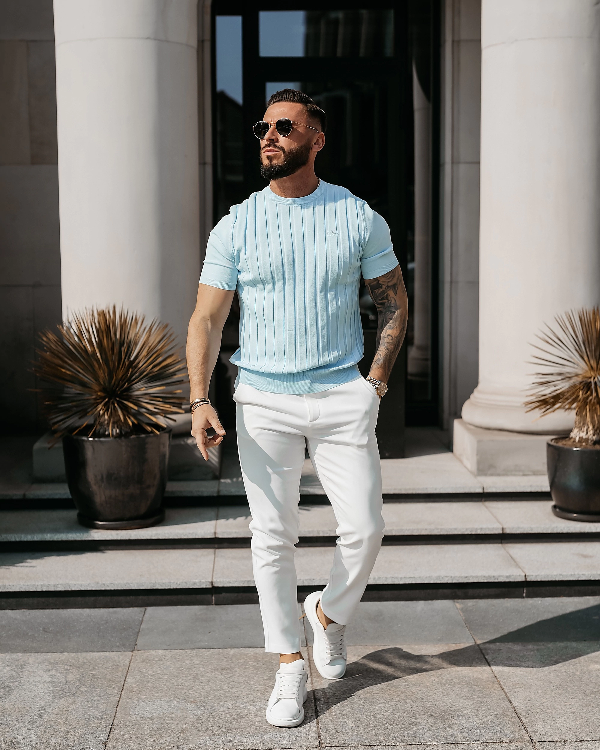 T-shirt męski OLAVOGA Men XAE - Błękitny
