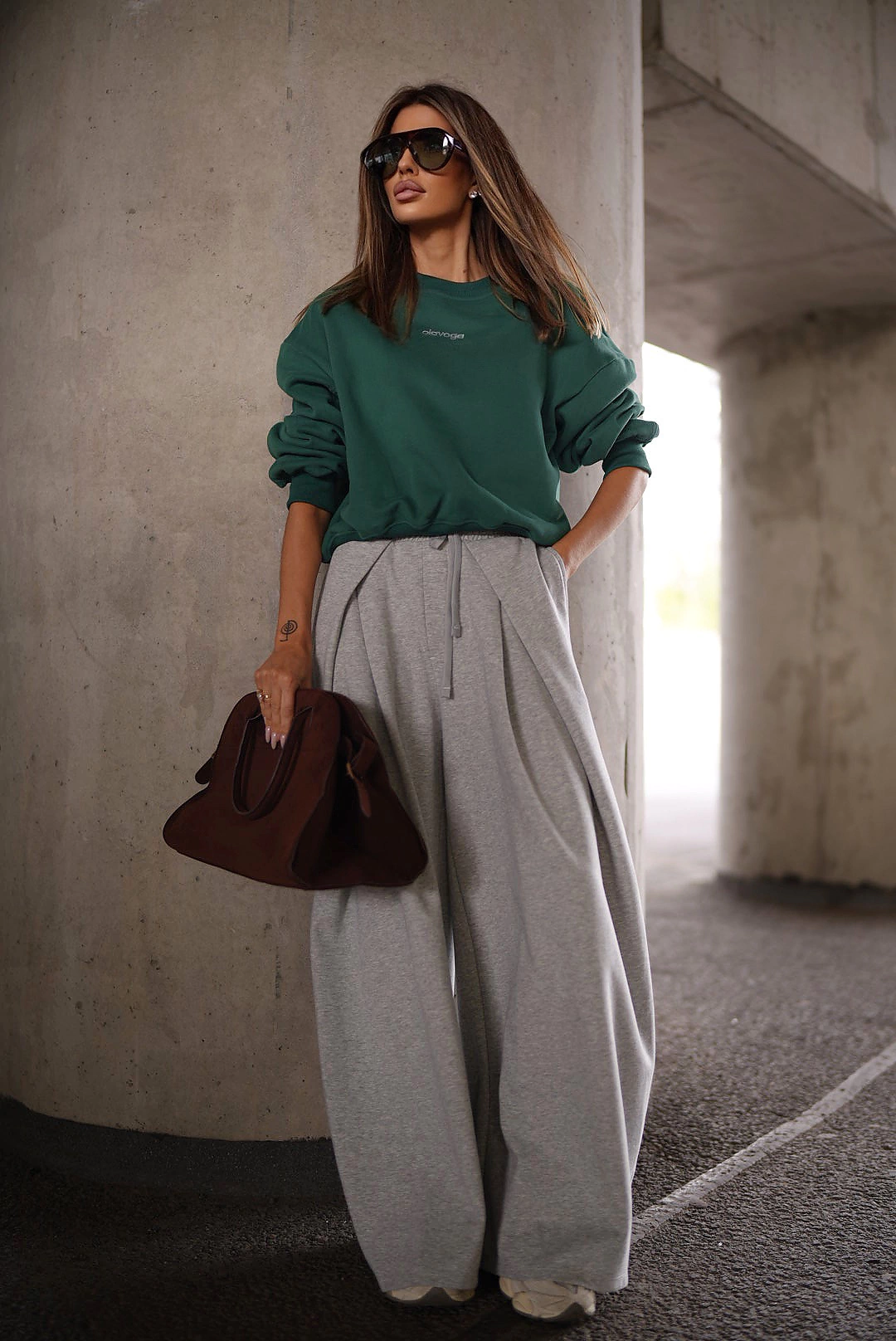 OLAVOGA DAWN women’s cotton sweatshirt – Dark green