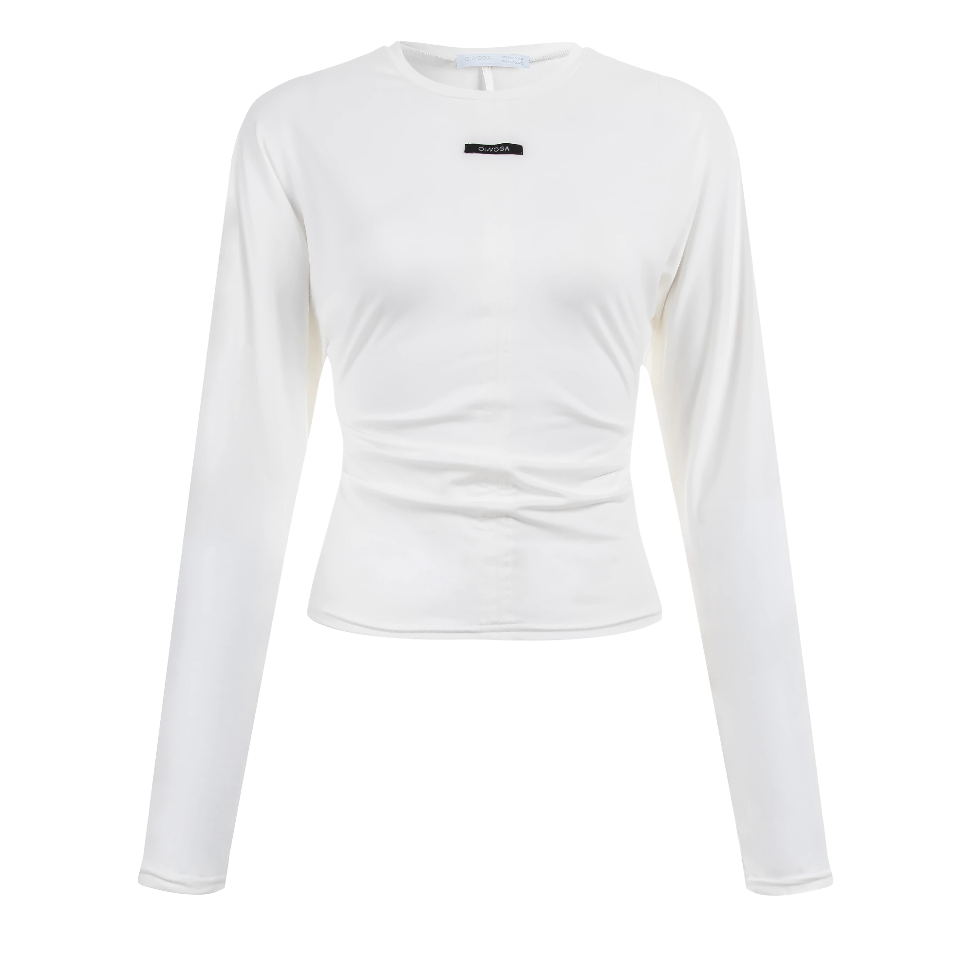 Damenbluse mit Rüschen OLAVOGA WASH – Écru