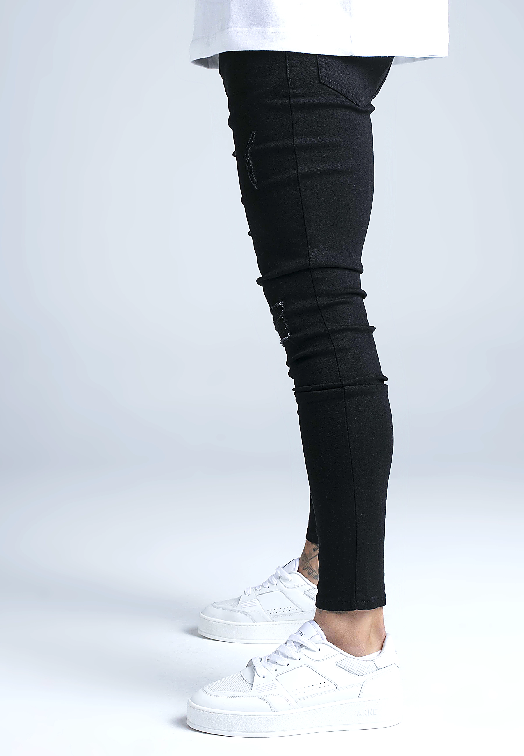 Spodnie jeansowe przecierane SIKSILK SKINNY FIT 28640 - Czarny