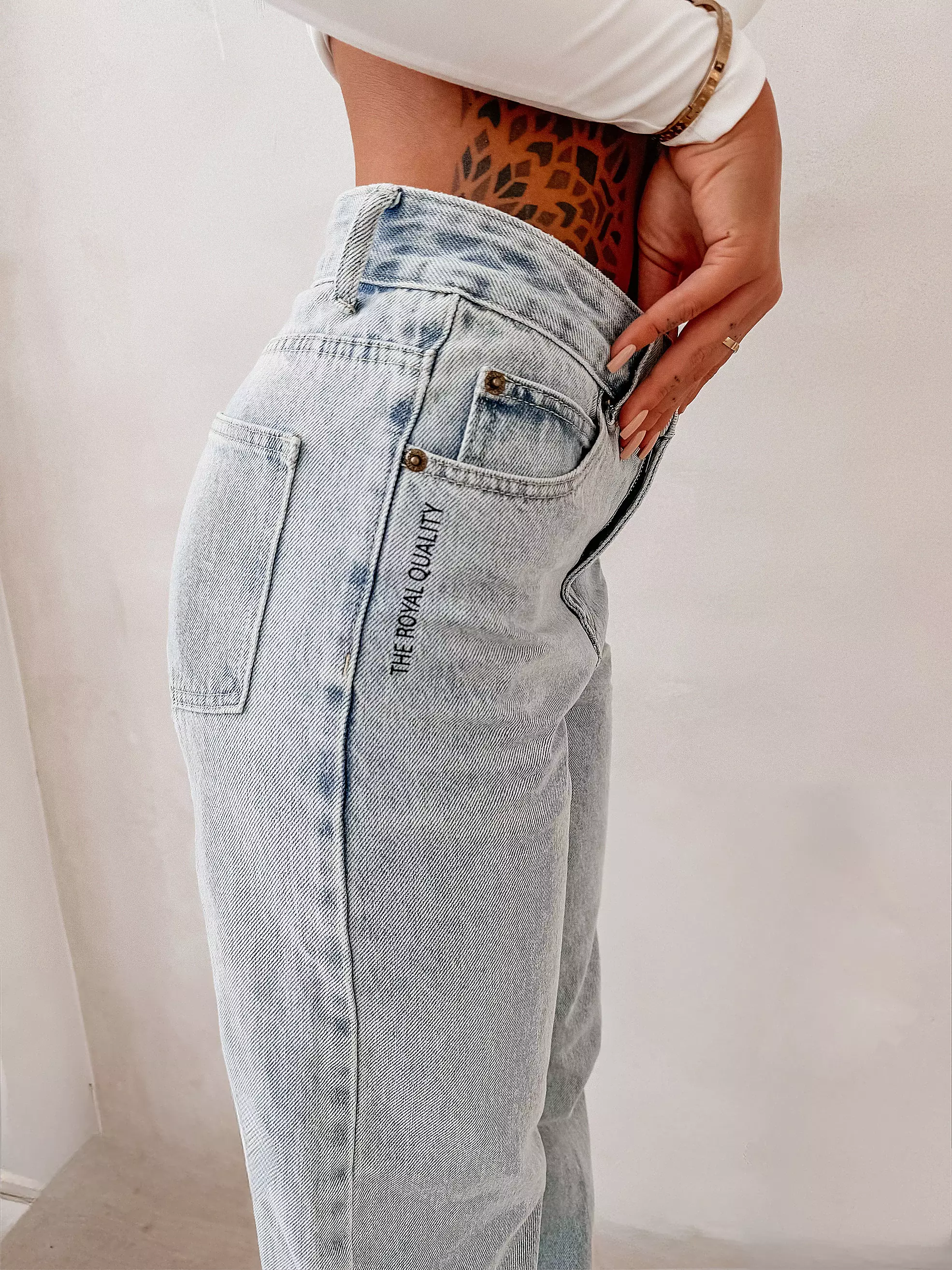 Spodnie damskie OLAVOGA SKYLINE - Jasny jeans