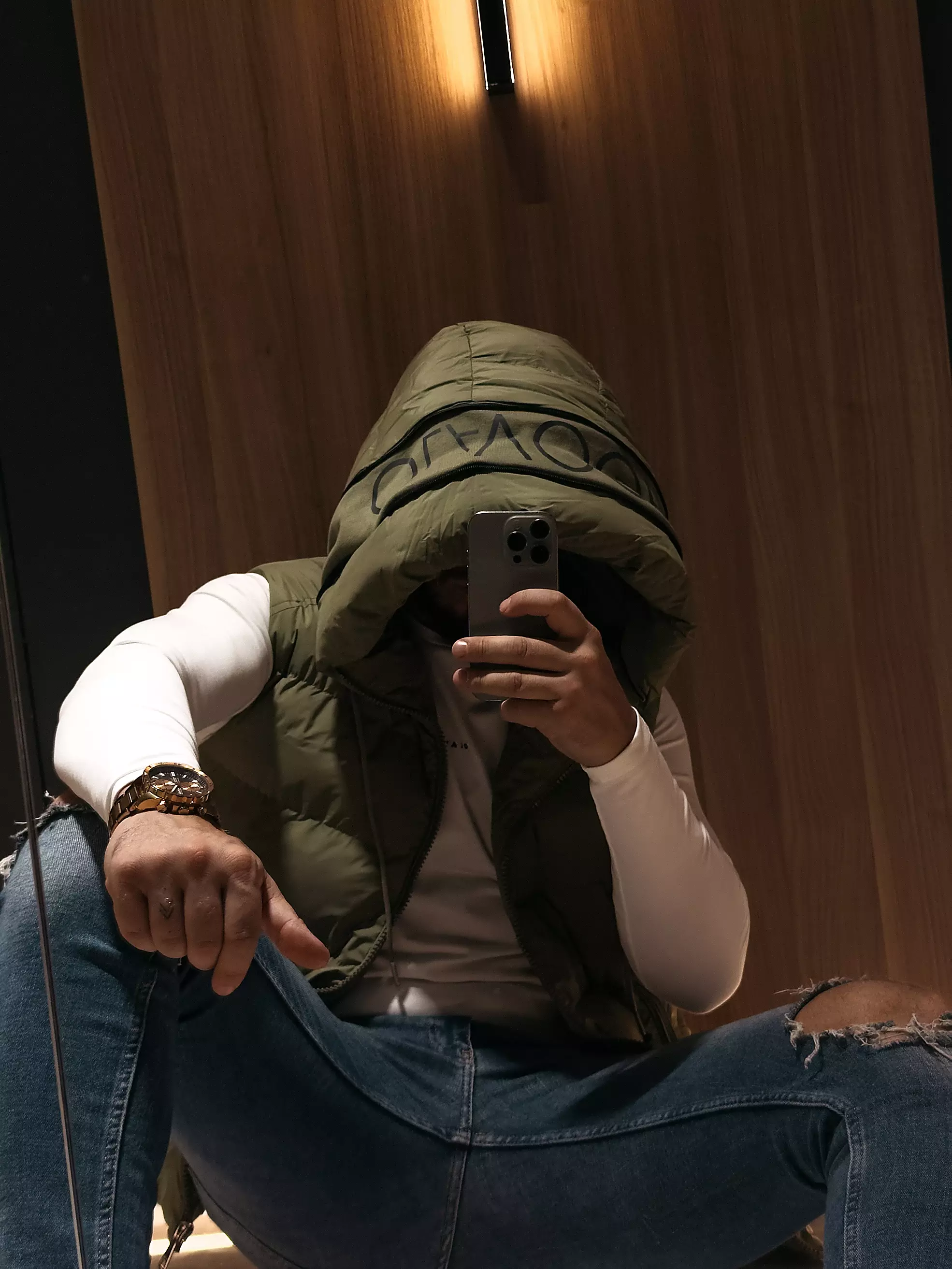 OLAVOGA Pánské TAER prošívané bez rukávů - Khaki