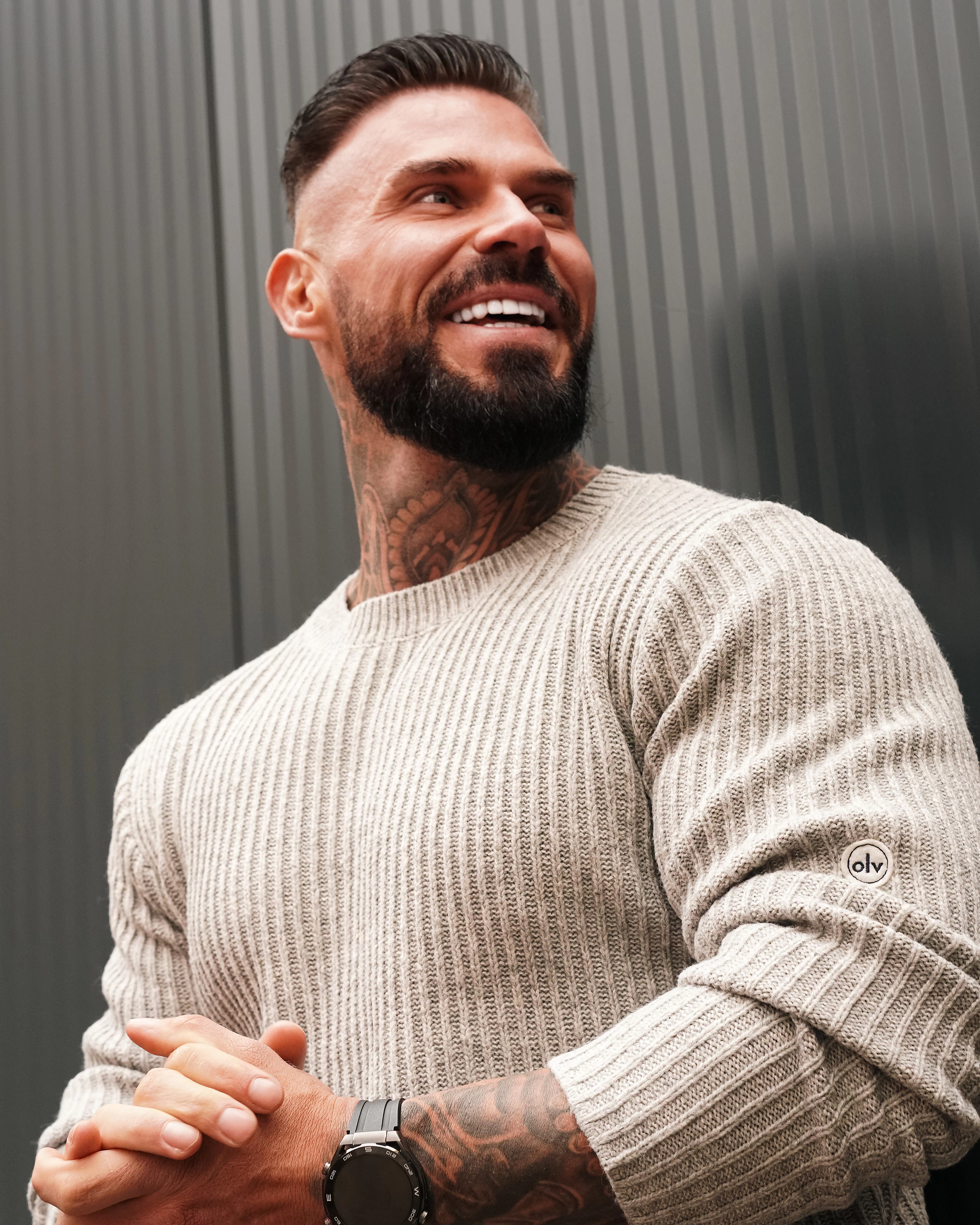 OLAVOGA Men SASIO men’s ribbed jumper – Grey