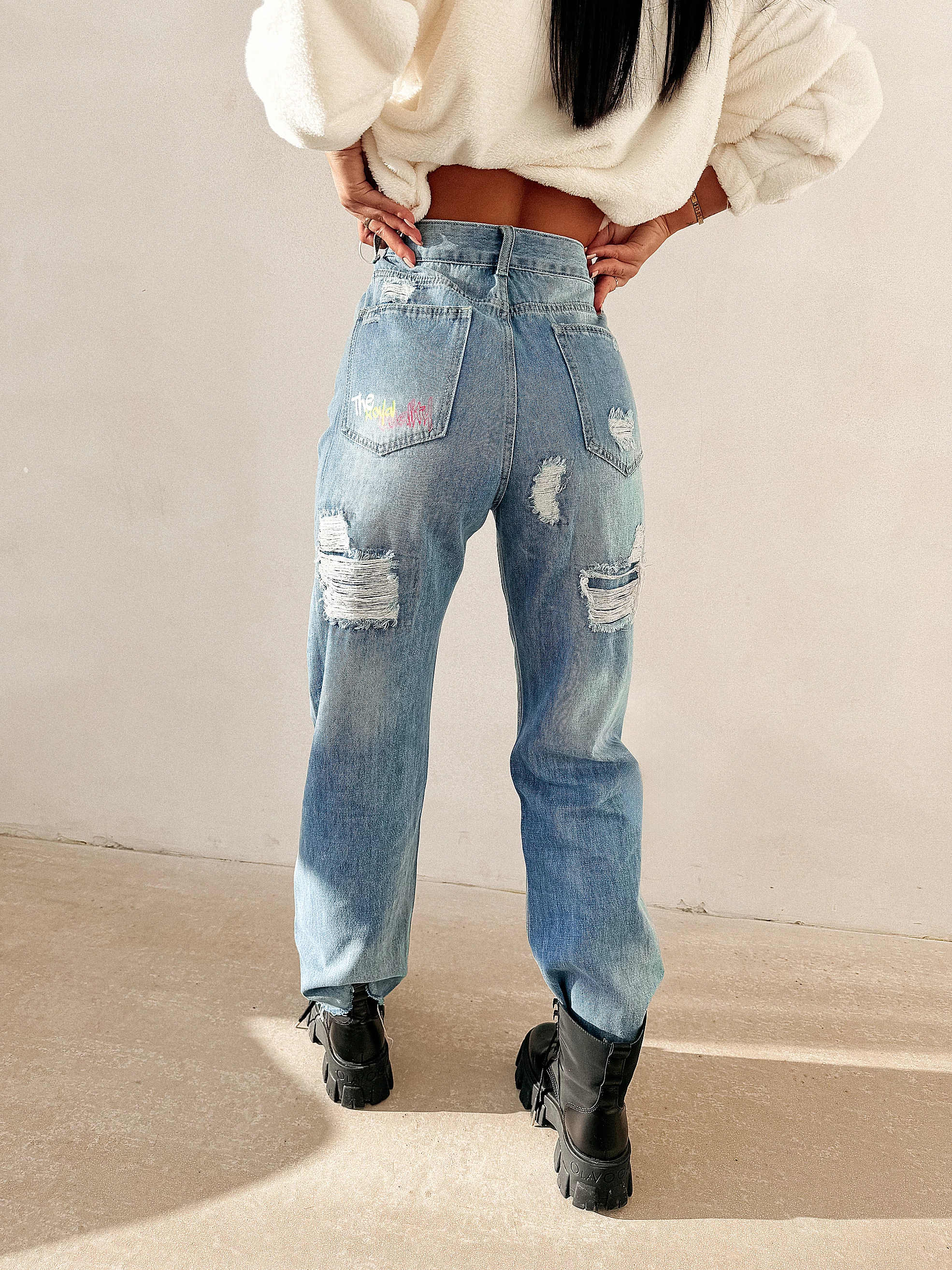 OLAVOGA VIVID bedruckte Damenhose - Dark denim