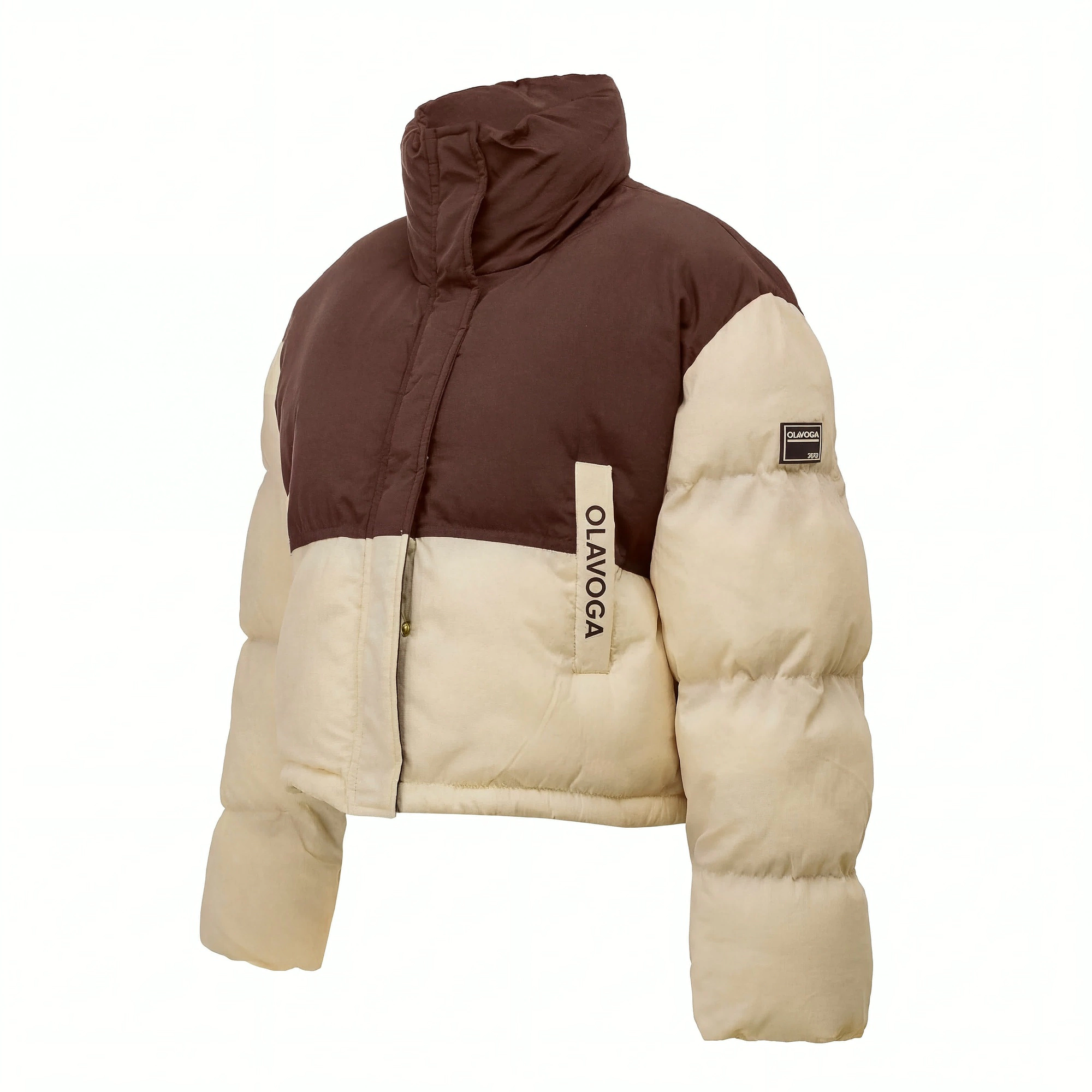 Kurze Steppjacke für Damen OLAVOGA KIAR - Braun