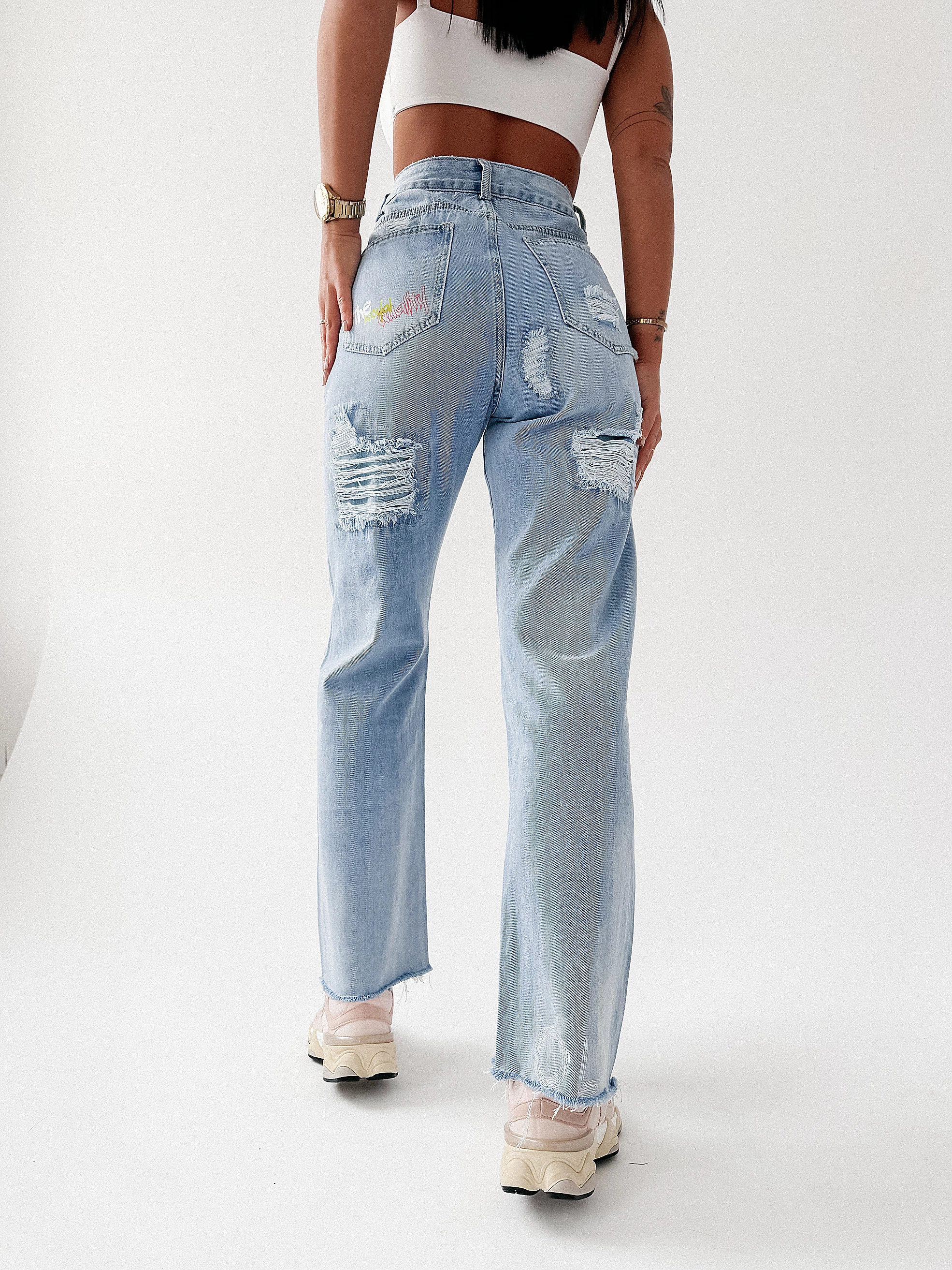 Bedruckte Damenhose OLAVOGA VIVID - Helles Denim