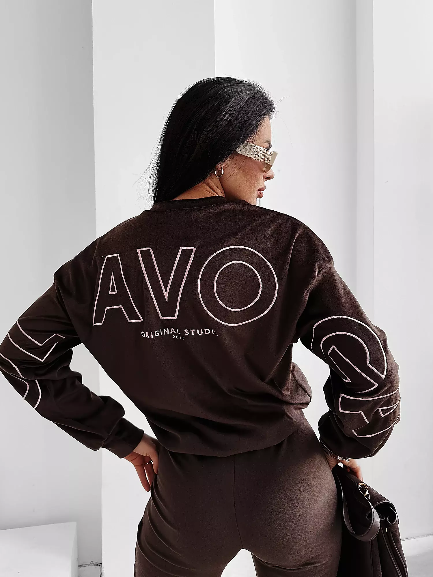 Ladies' velour set OLAVOGA VELVET ASH - Brown