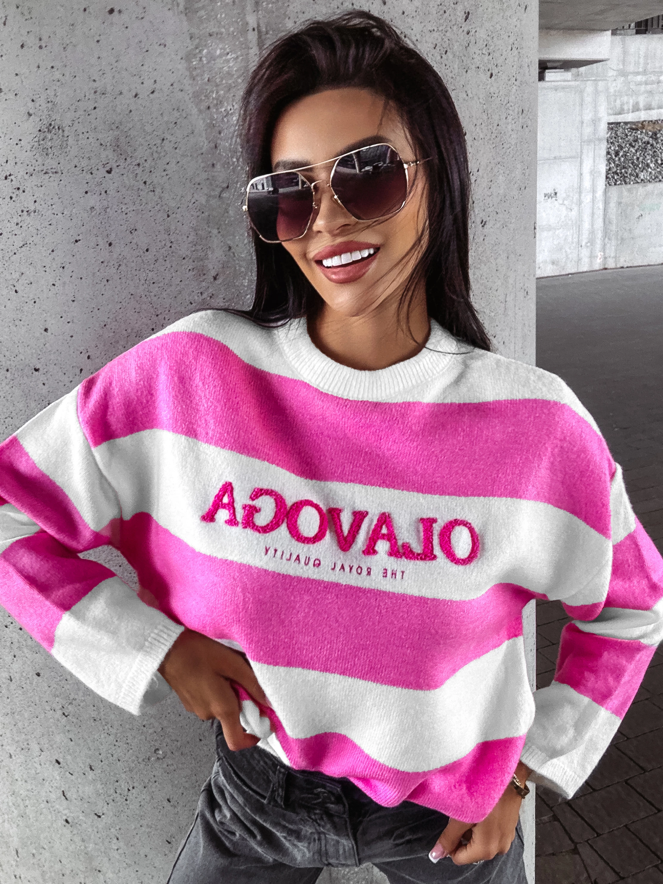 OLAVOGA MANNER women s striped jumper Pink ecru M OLAVOGA Official Partner Shop Pasuri