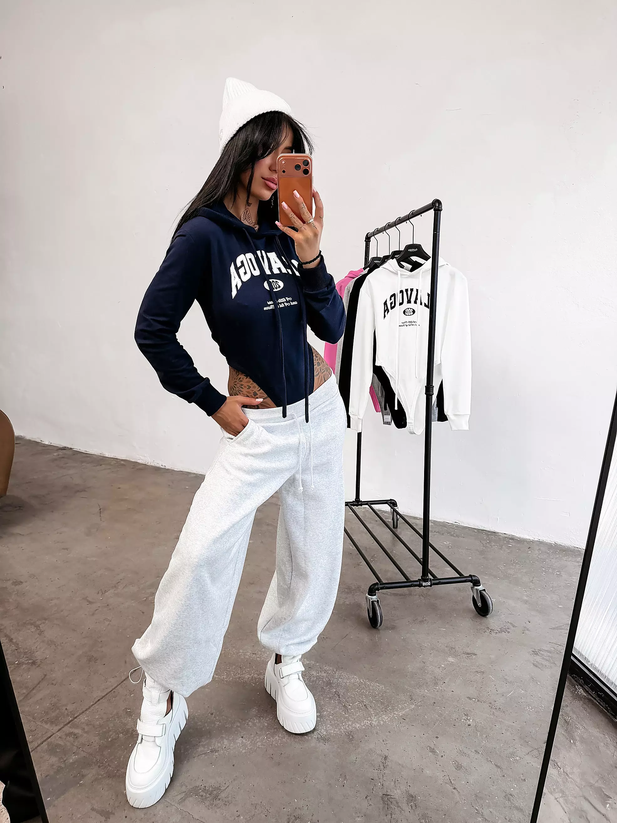 Dámske body s kapucňou OLAVOGA SELIA - Navy blue