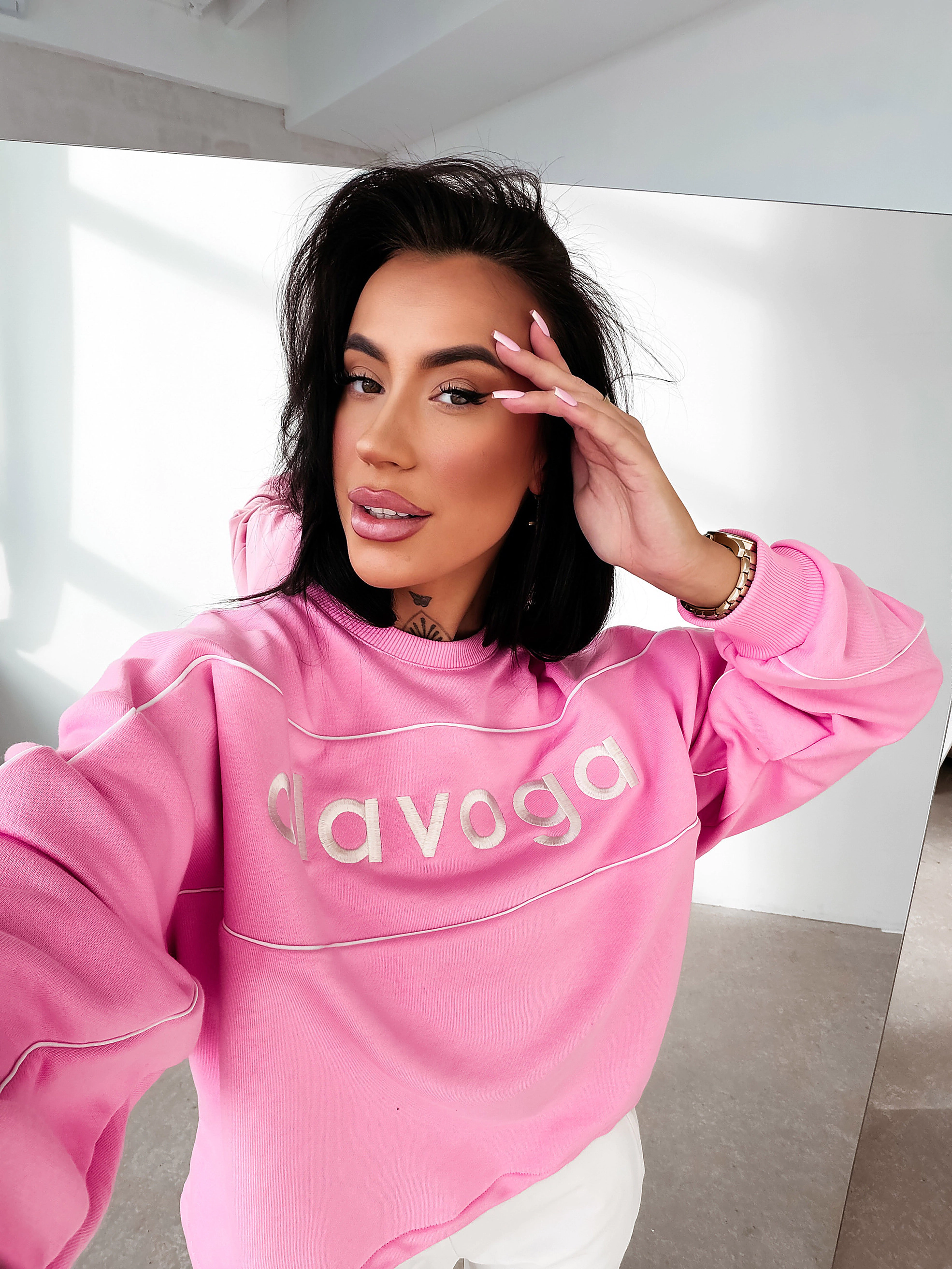 Bluza damska oversize OLAVOGA MELLOW - Różowy