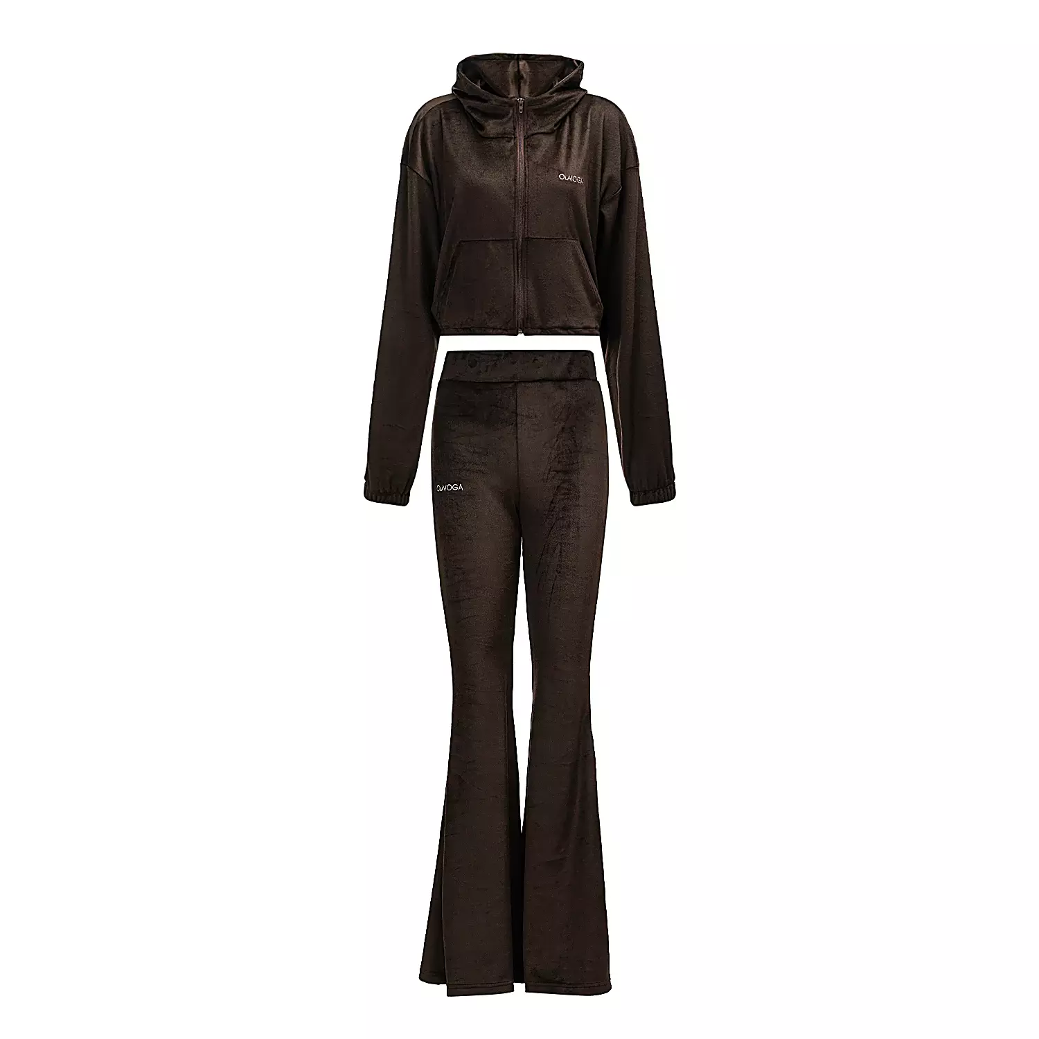Ladies' casual velour set OLAVOGA VELVET WOOD - Brown