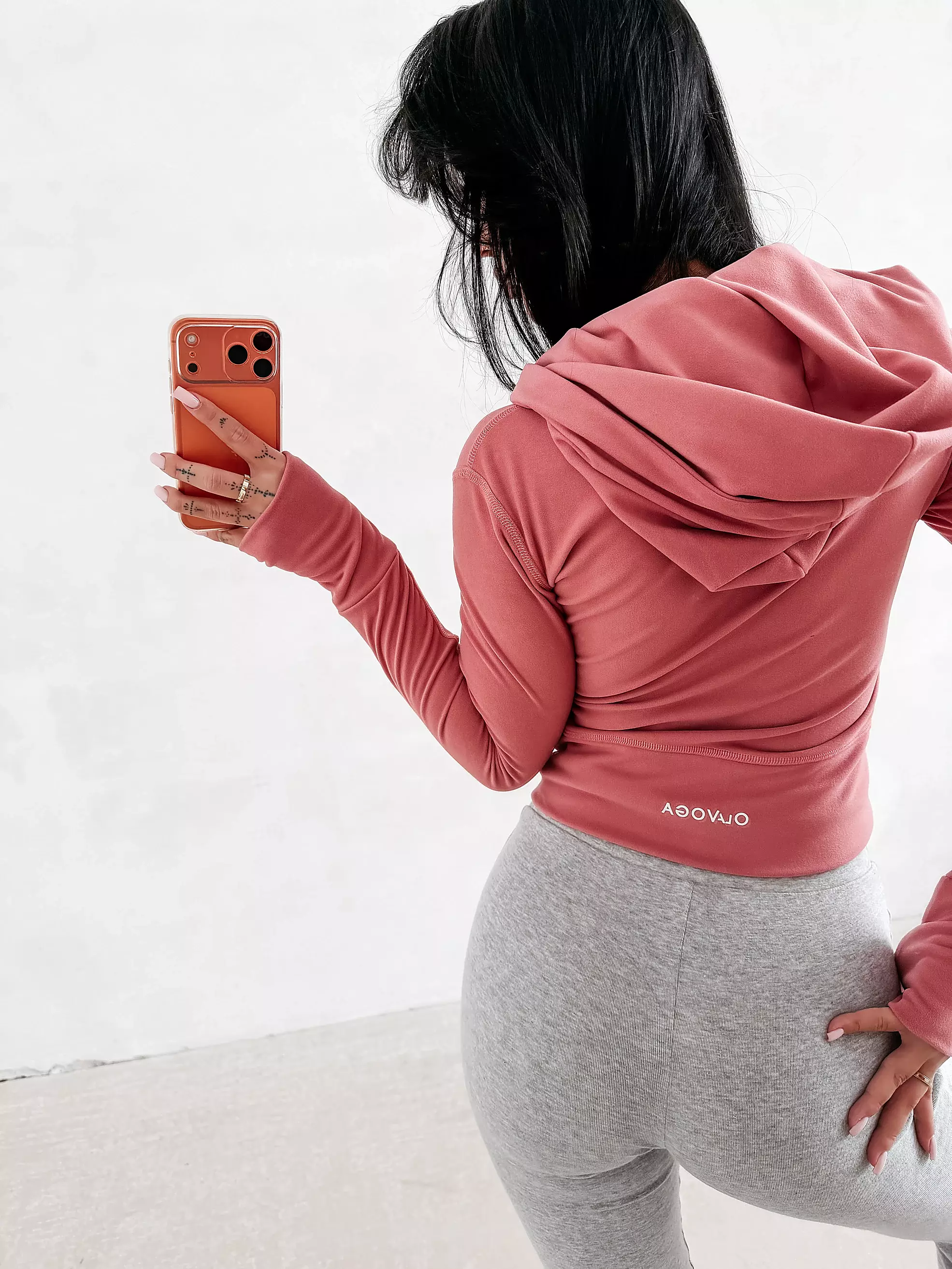 OLAVOGA EMERA Damen-Kapuzenpullover - Koralle rosa