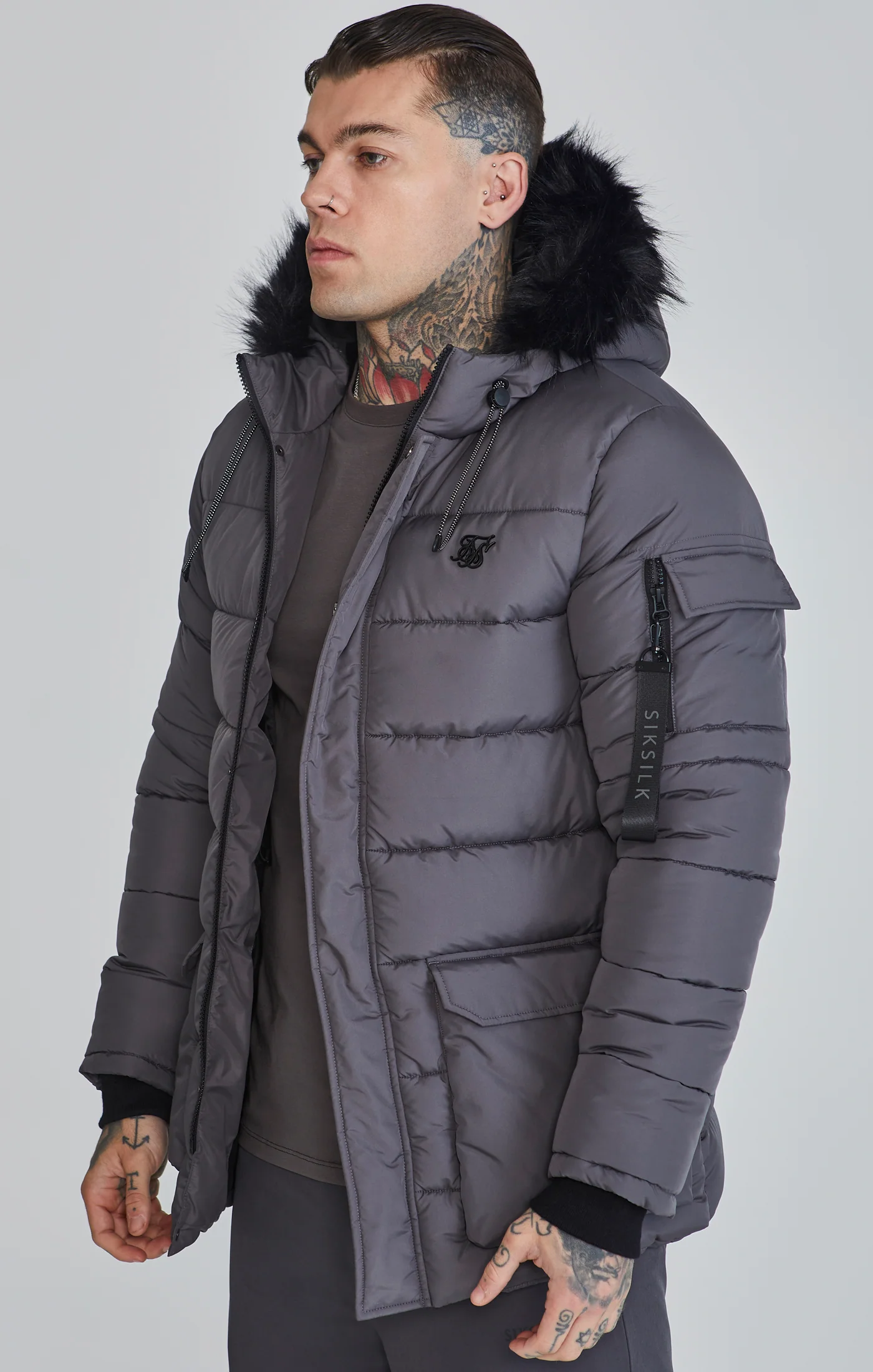 Winter jacket with fur SikSilk PARKA 26715 Grey M OLAVOGA Official Partner Shop Pasuri