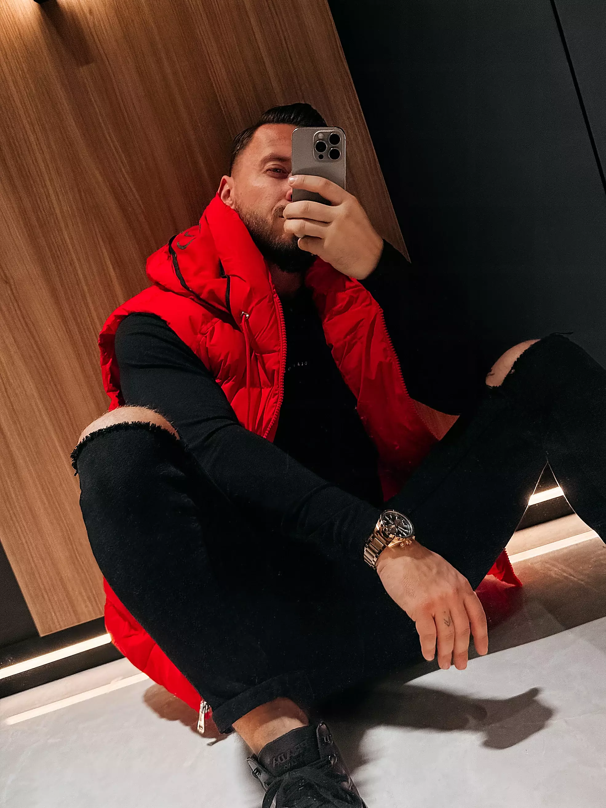 OLAVOGA Herren TAER gesteppt ärmellos - Rot