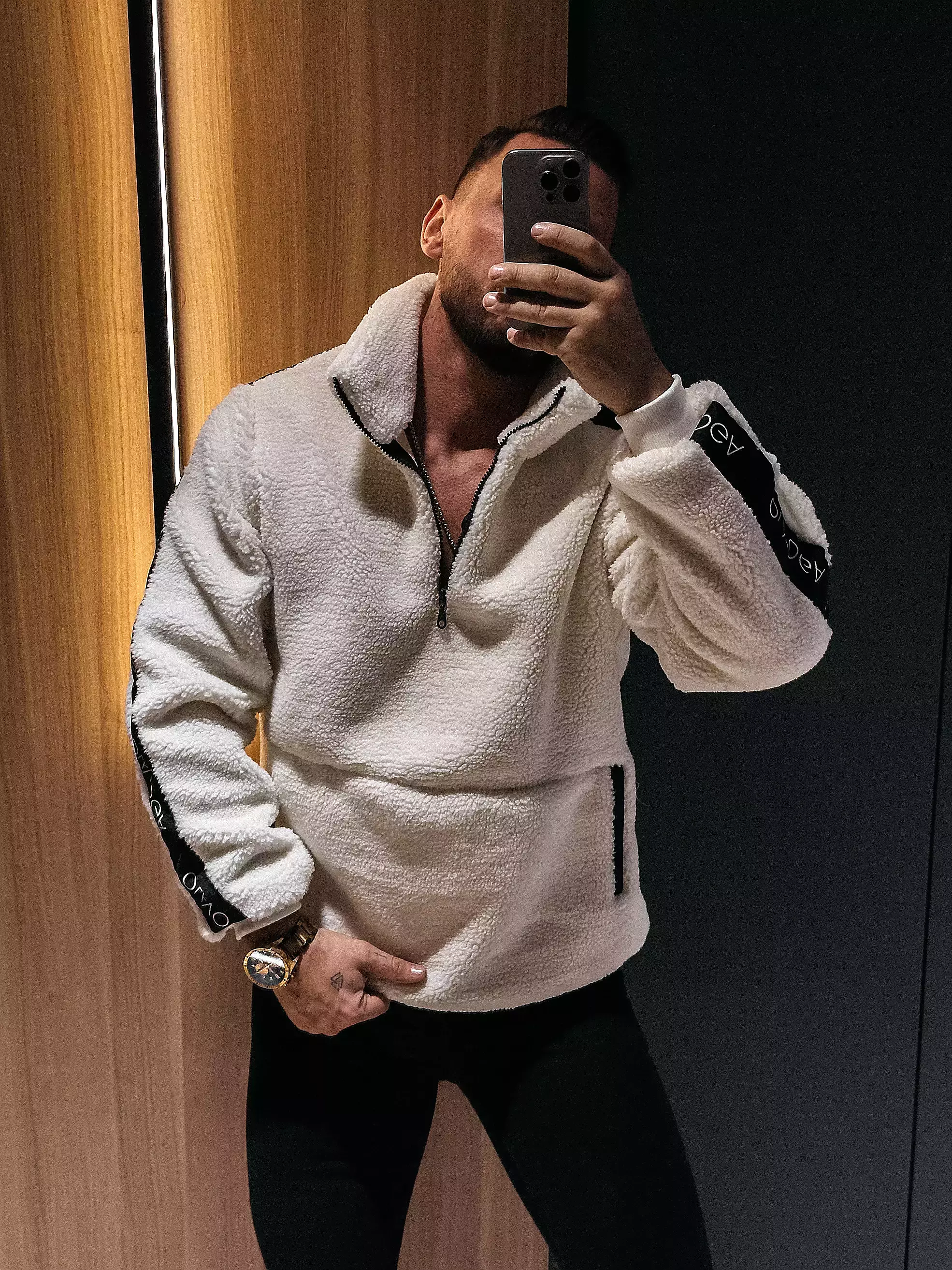 OLAVOGA Pánsky fleece SETTLINE - Écru