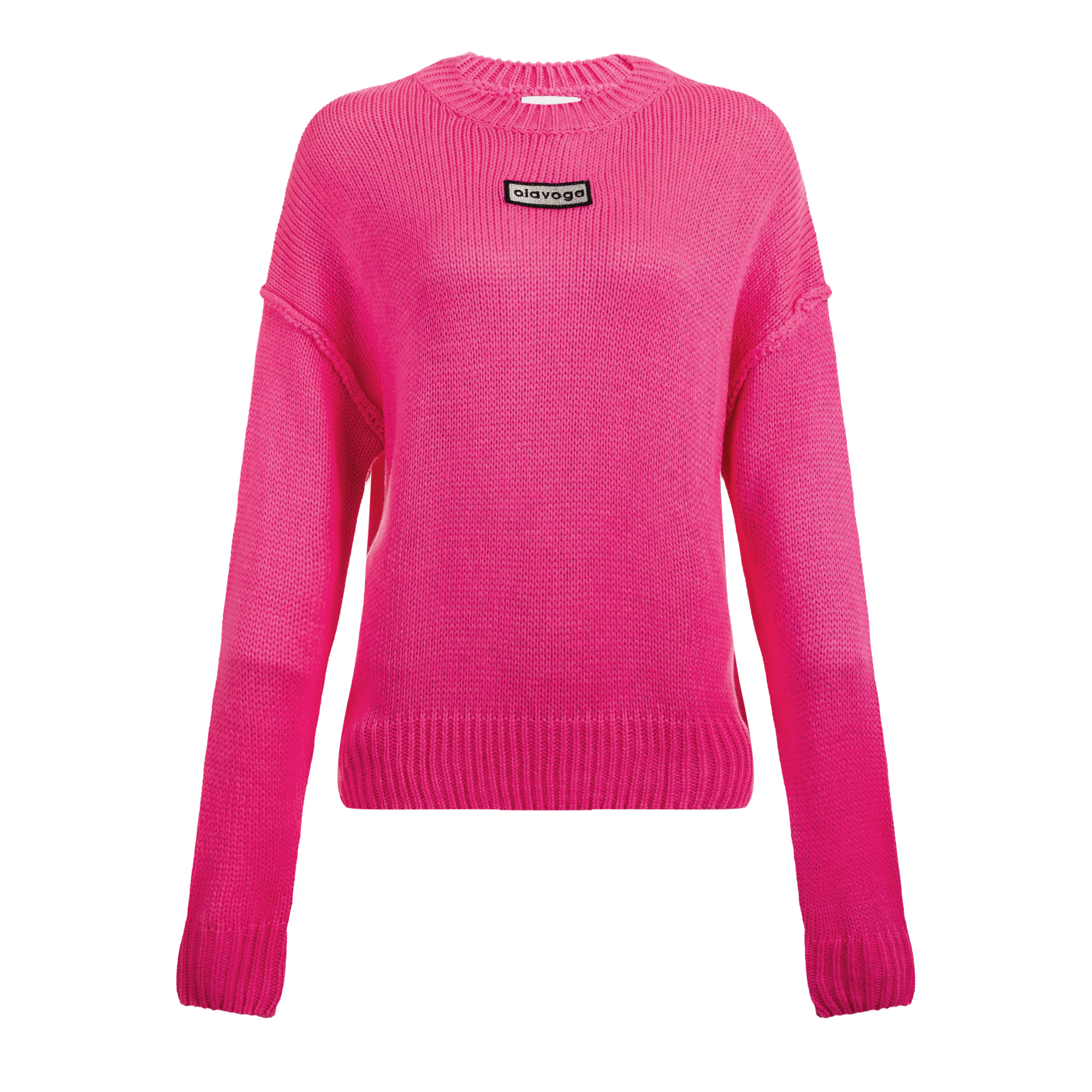 Sweter damski klasyczny OLAVOGA MOSSI - Neon róż