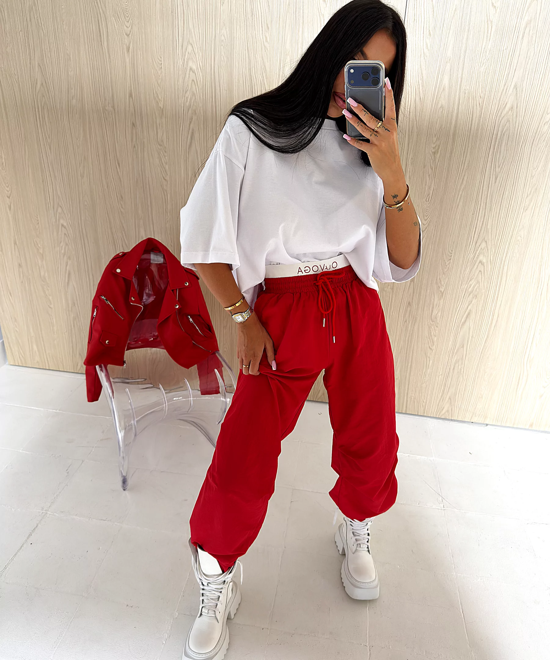 OLAVOGA UWELA Women's Cargo Trousers - Red